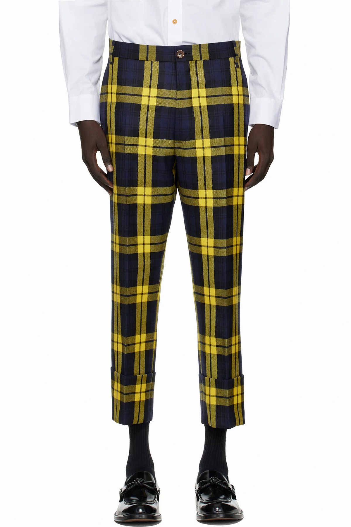 Navy & Yellow Cropped George Trousers