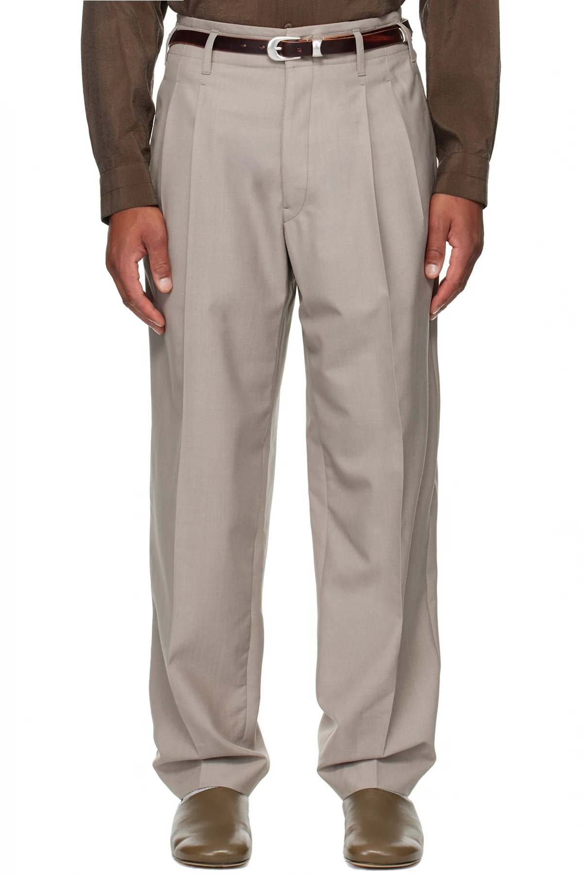 Taupe Pleated Trousers