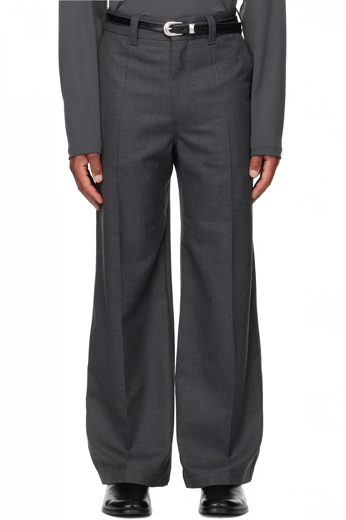 Gray Straight Tailored Trousers