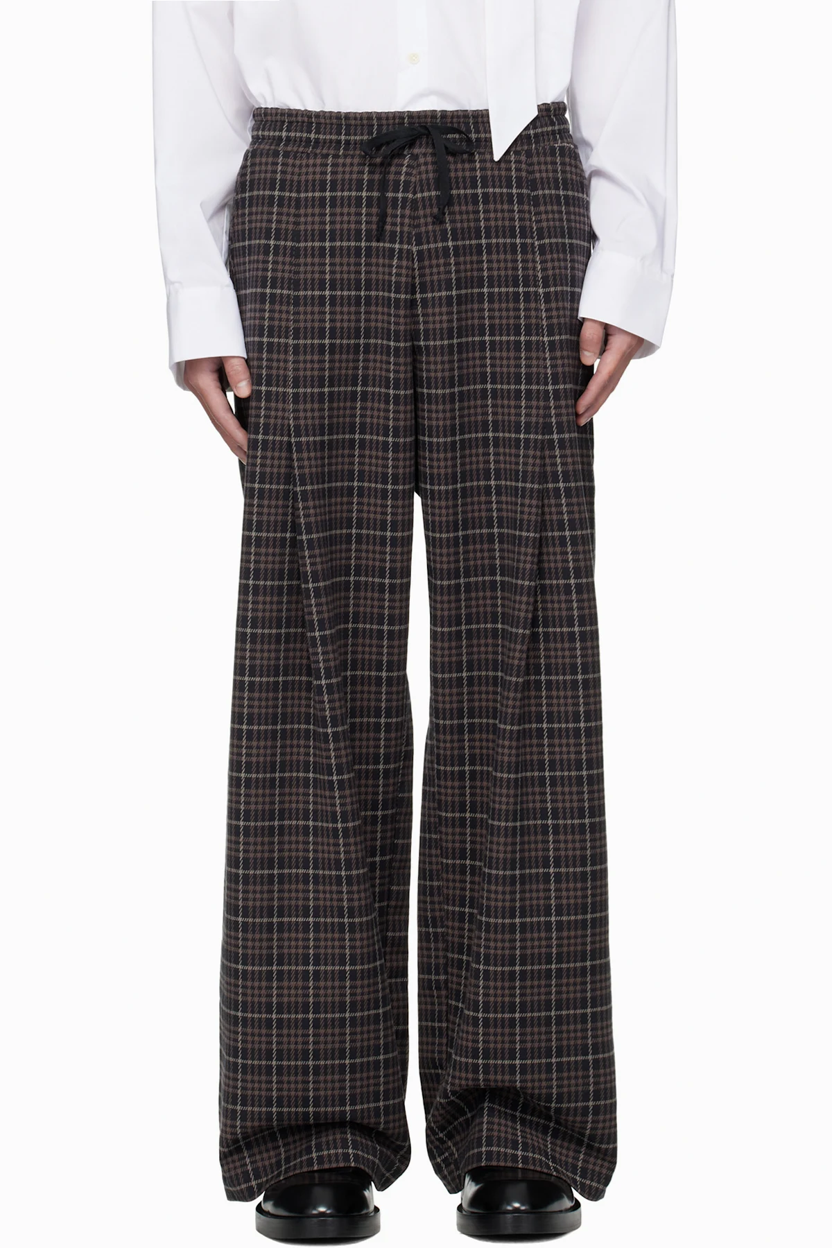 SSENSE Exclusive Brown Elastic Pleated Trousers