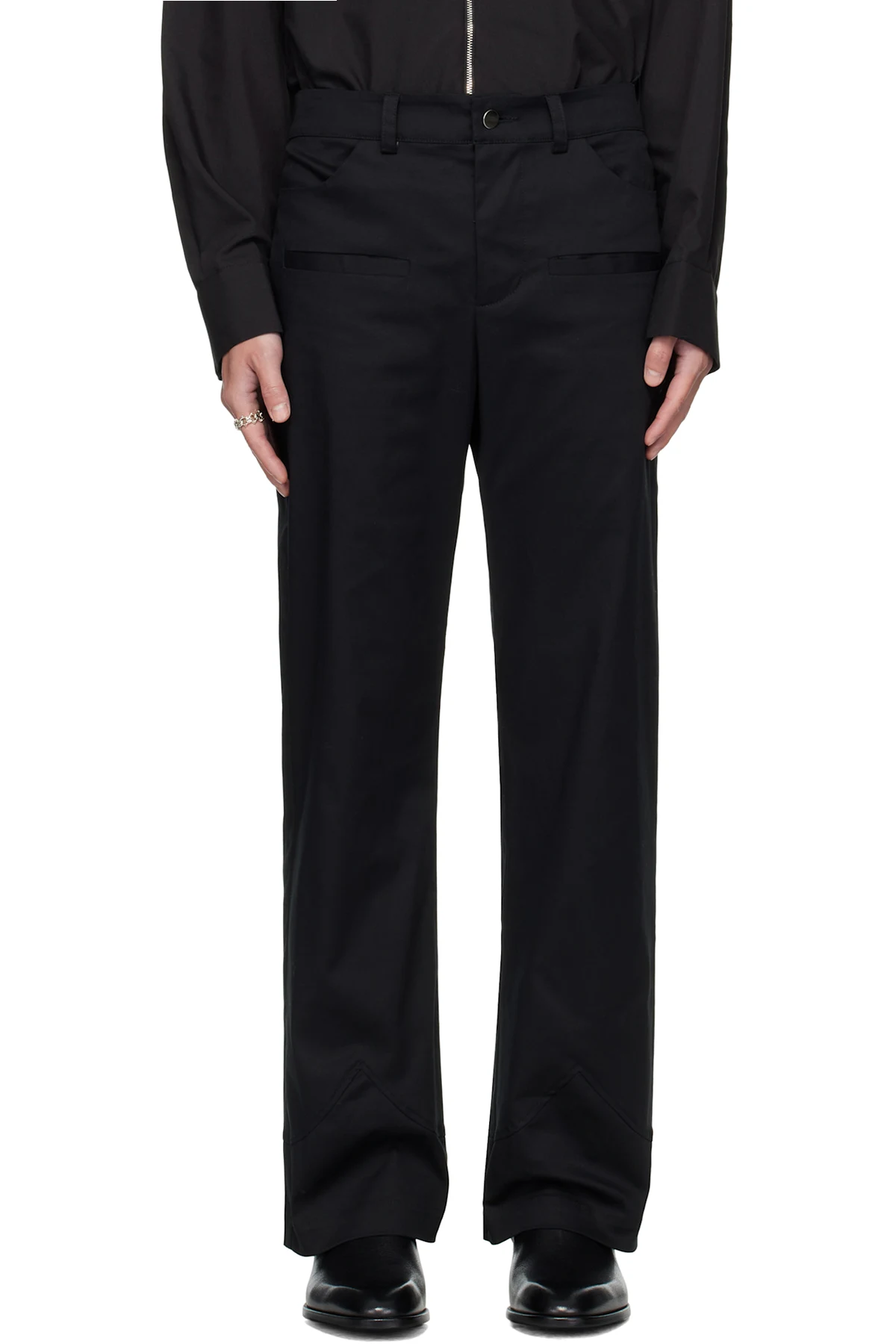 Black Boot Cut Cuff Trousers