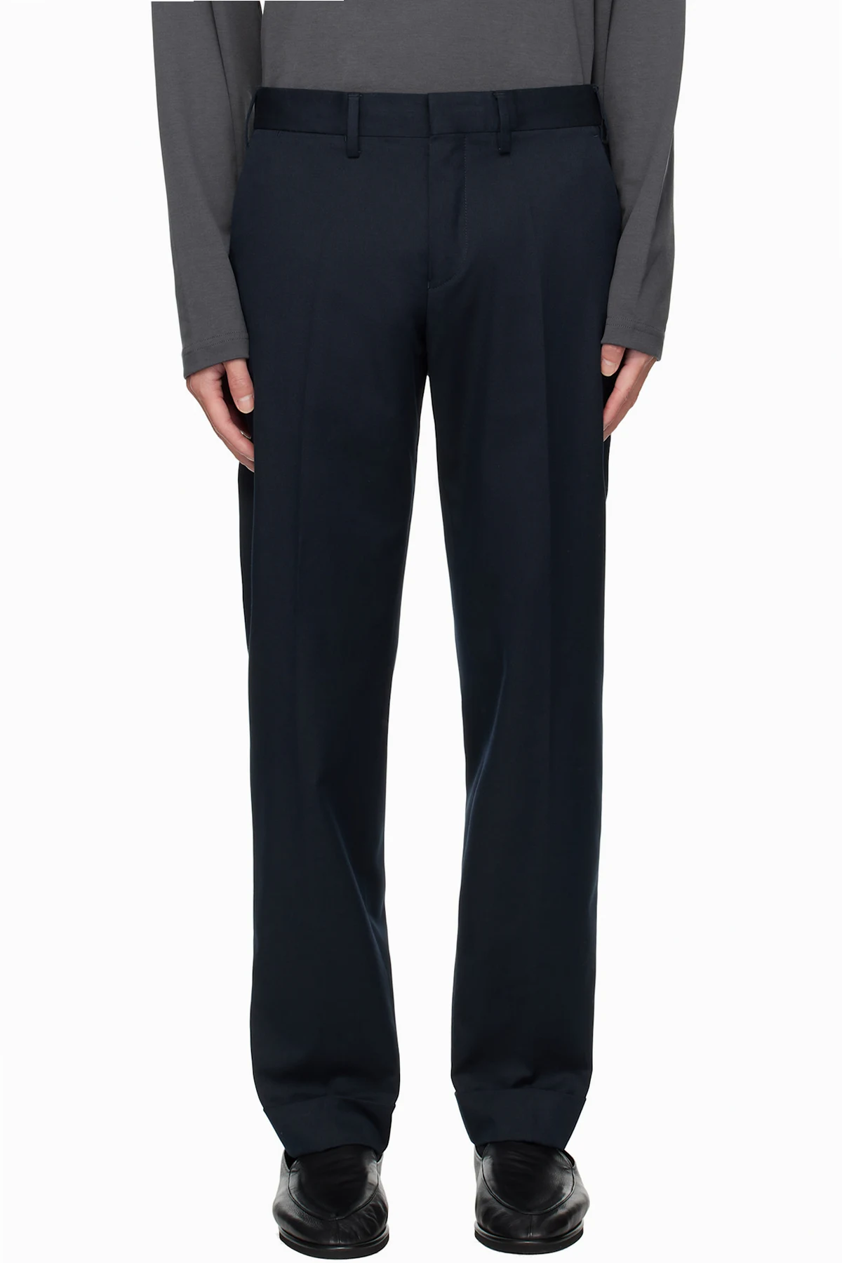 Navy Button Tab Trousers