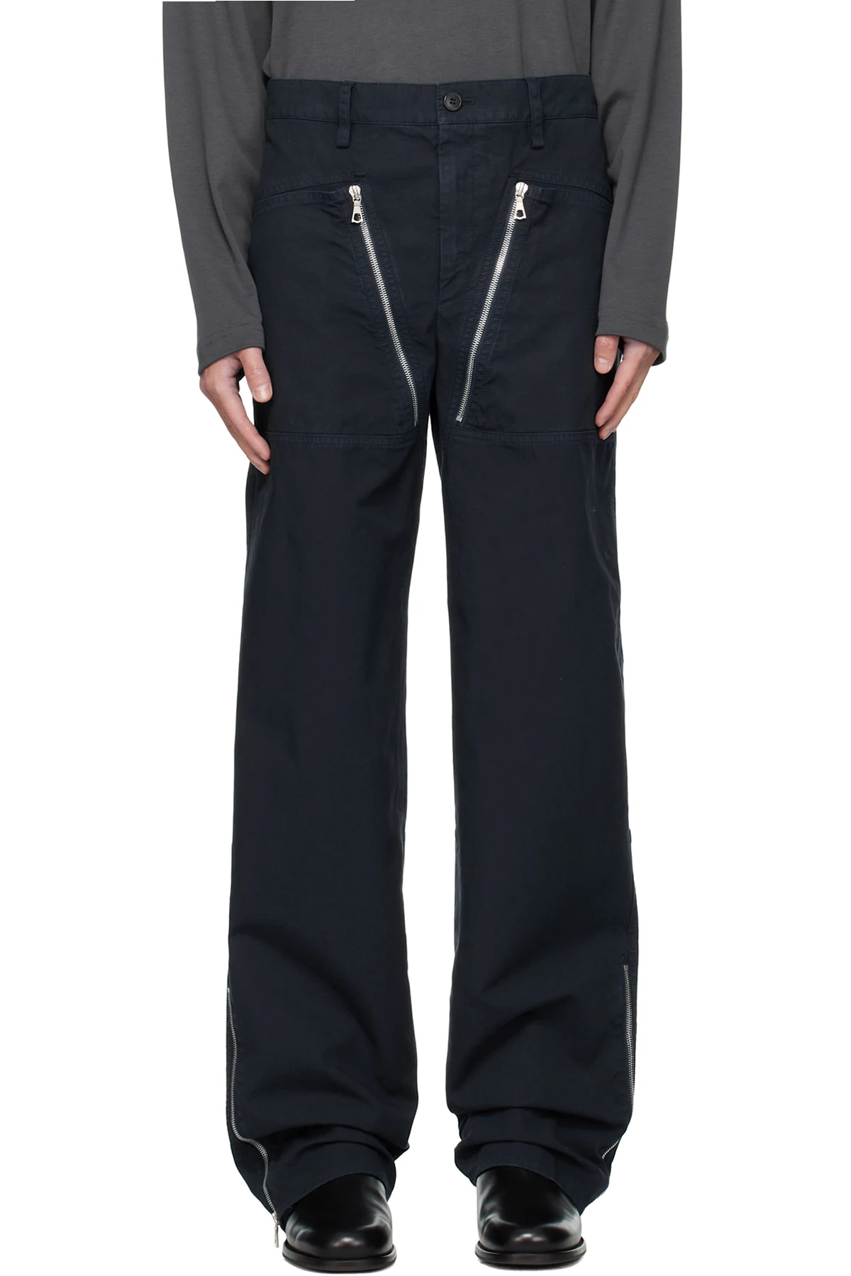 Navy Zip Trousers