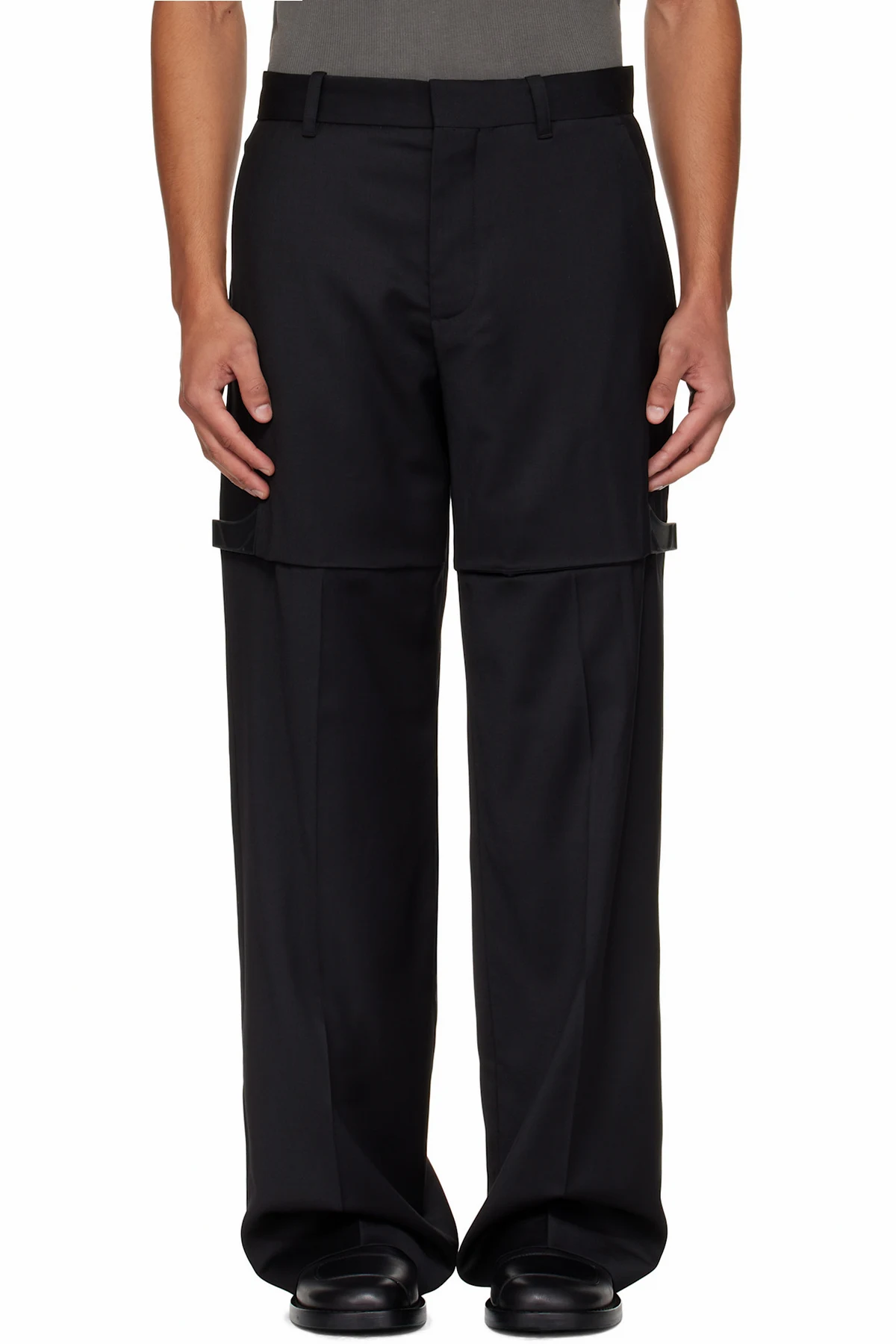 Black Glassine Tailored Trousers