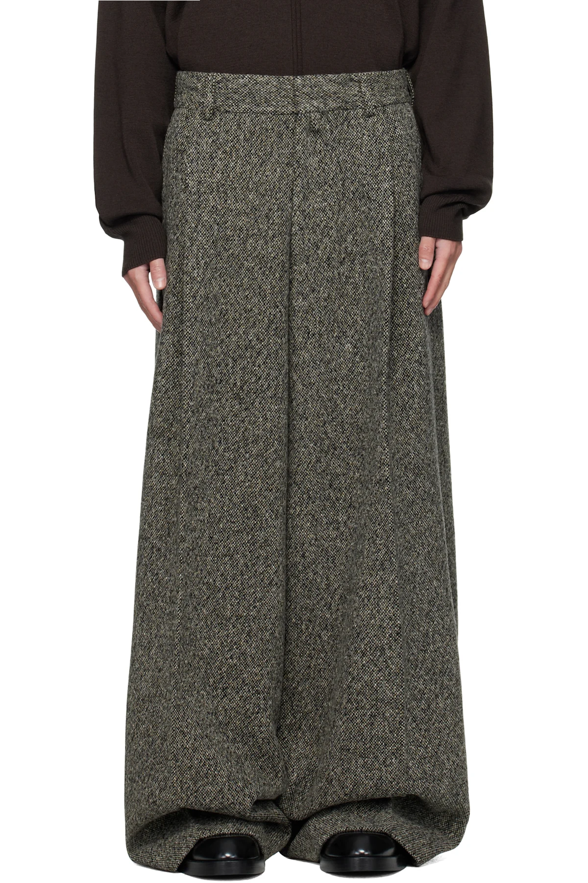 Gray & Brown Tailored Wool Trousers