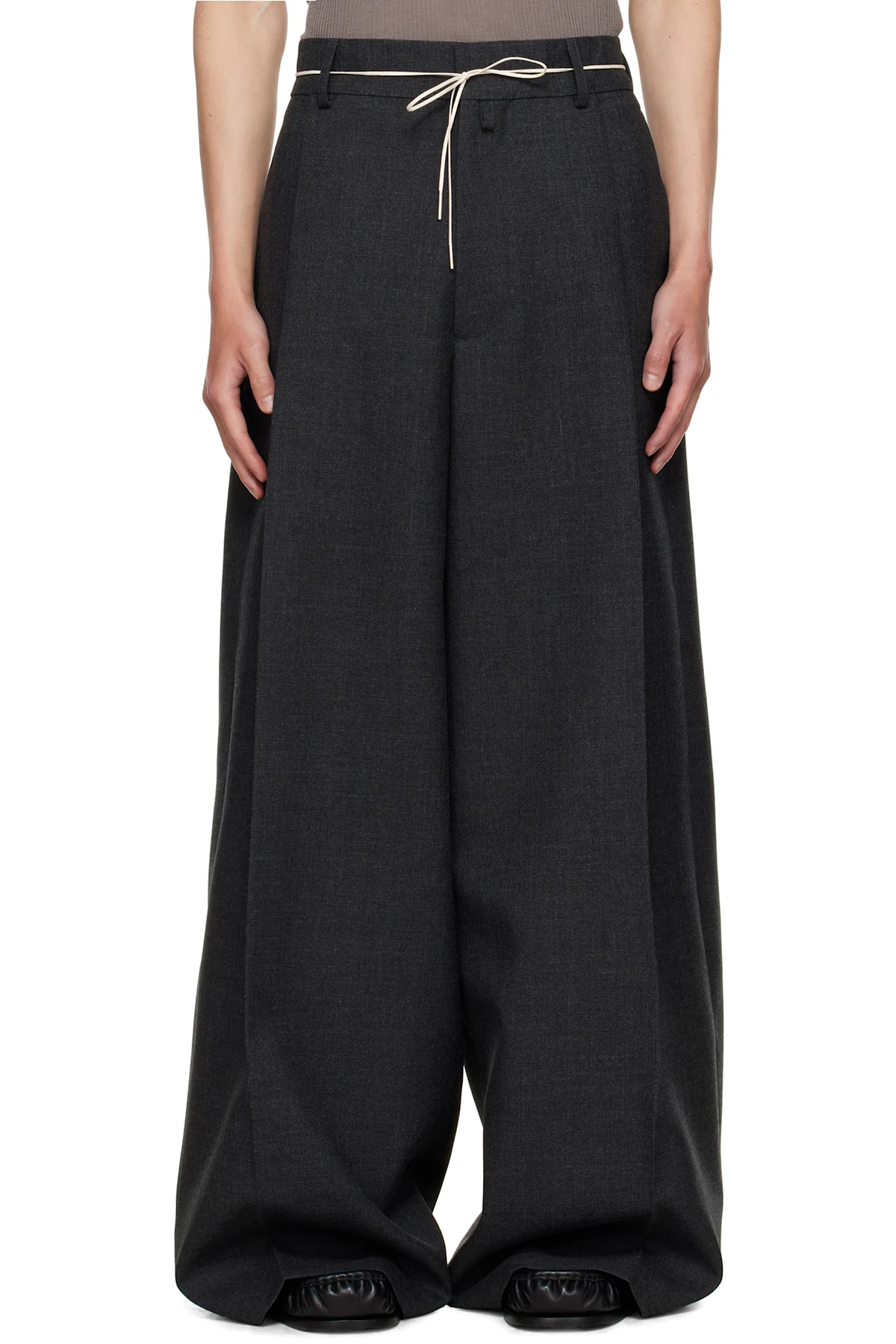 Gray Wide Pleated Trousers
