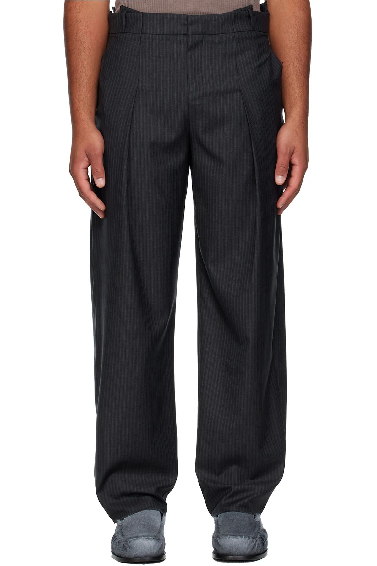 Gray Pleated Trousers