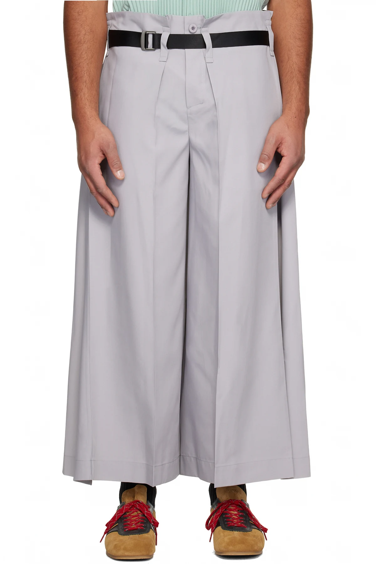Gray Flat Square Trousers