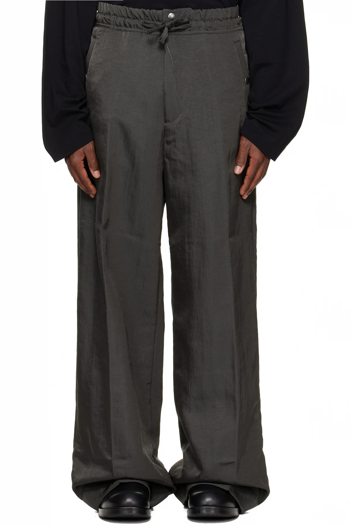Gray Loose Nylon Trousers