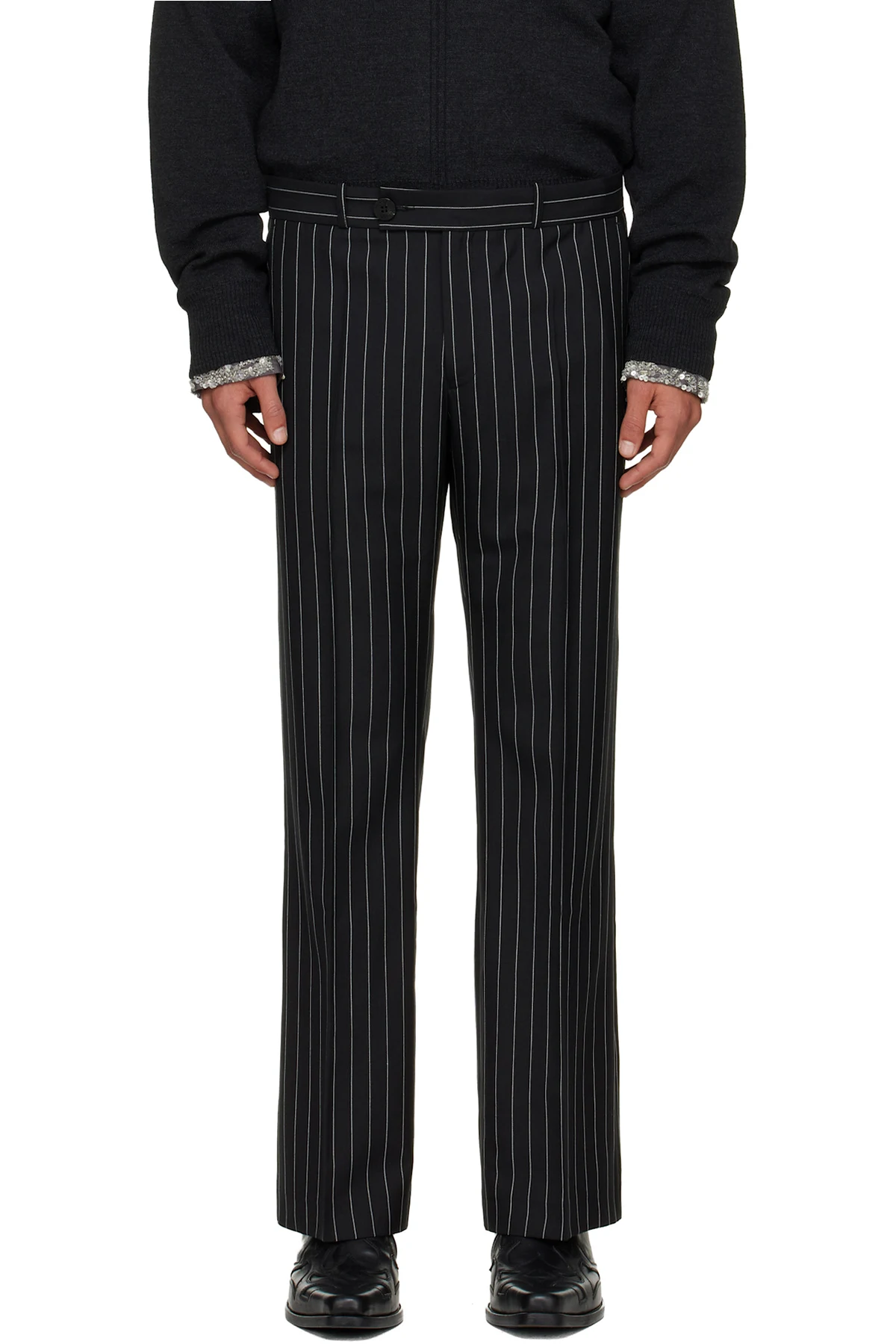 Black Loose Fit Flare Trousers