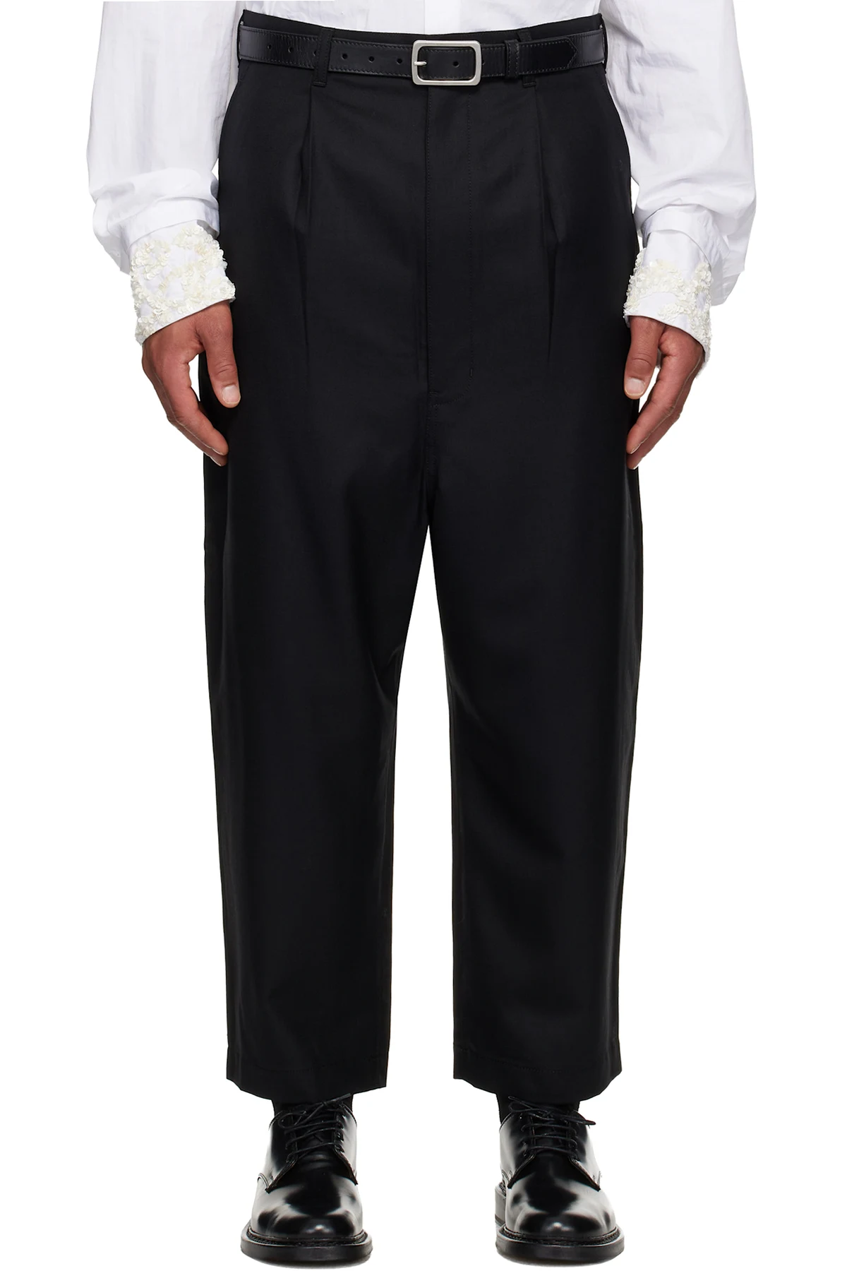 Black Wool Gabardine Trousers