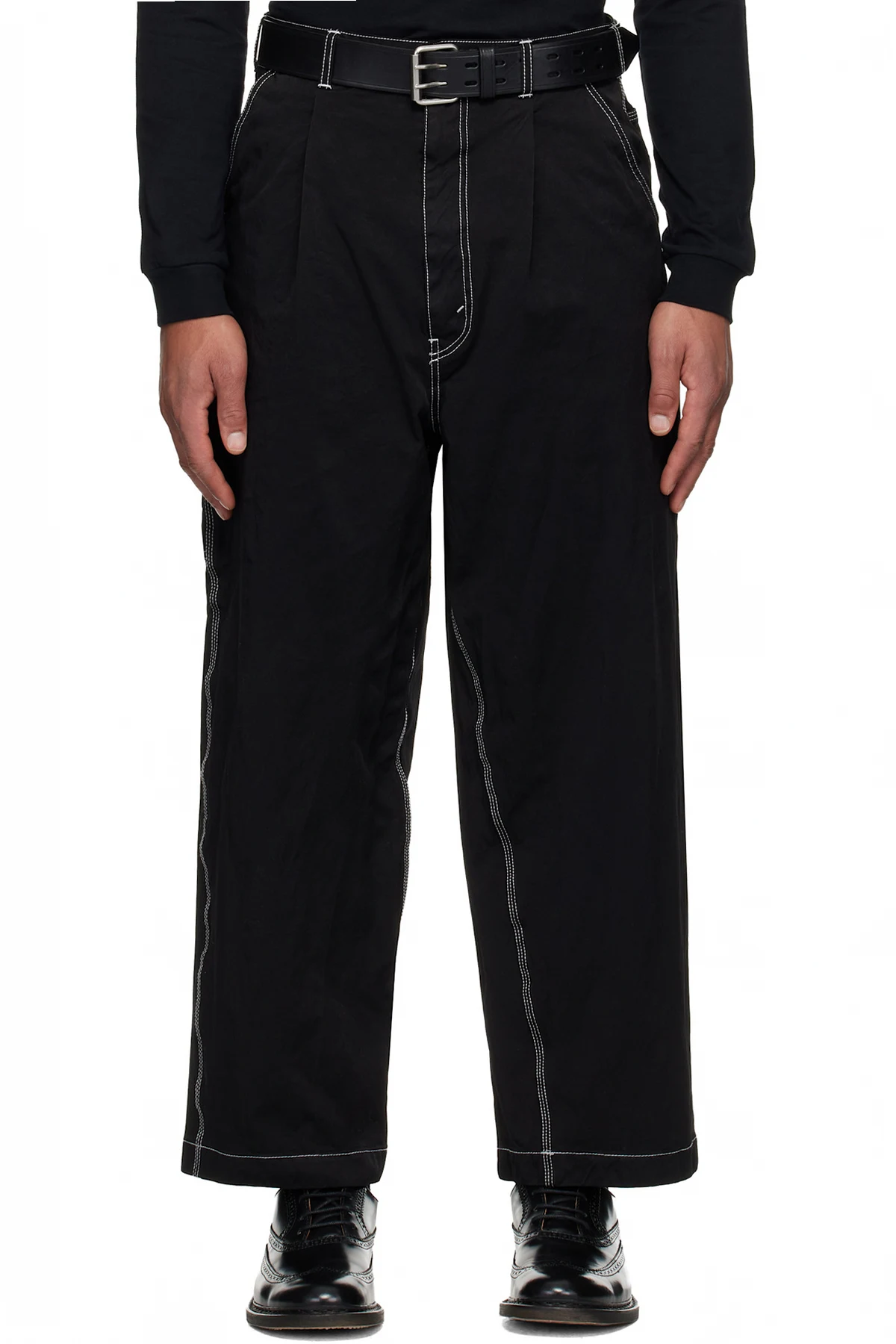 Black Spun Twill Garment Dyed Trousers