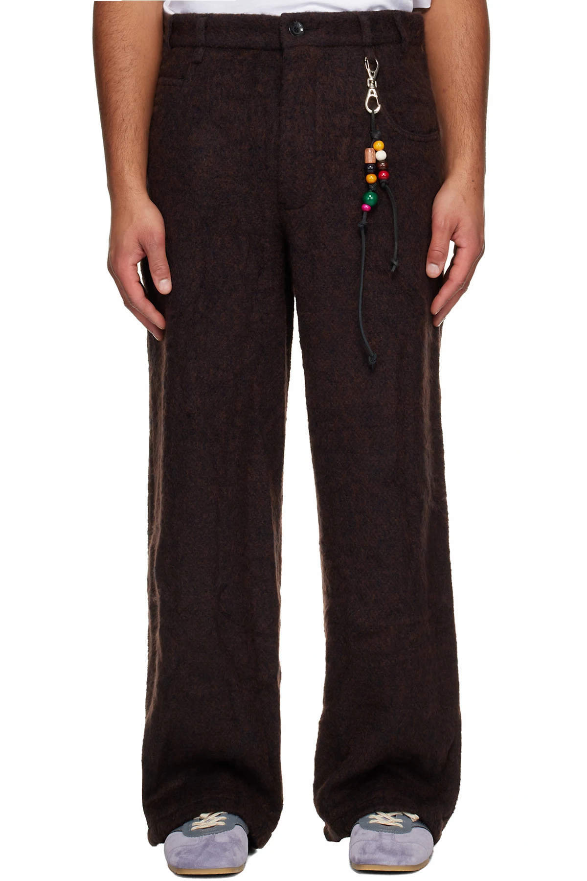 Burgundy Comfy Wool Wide Leg Trousers