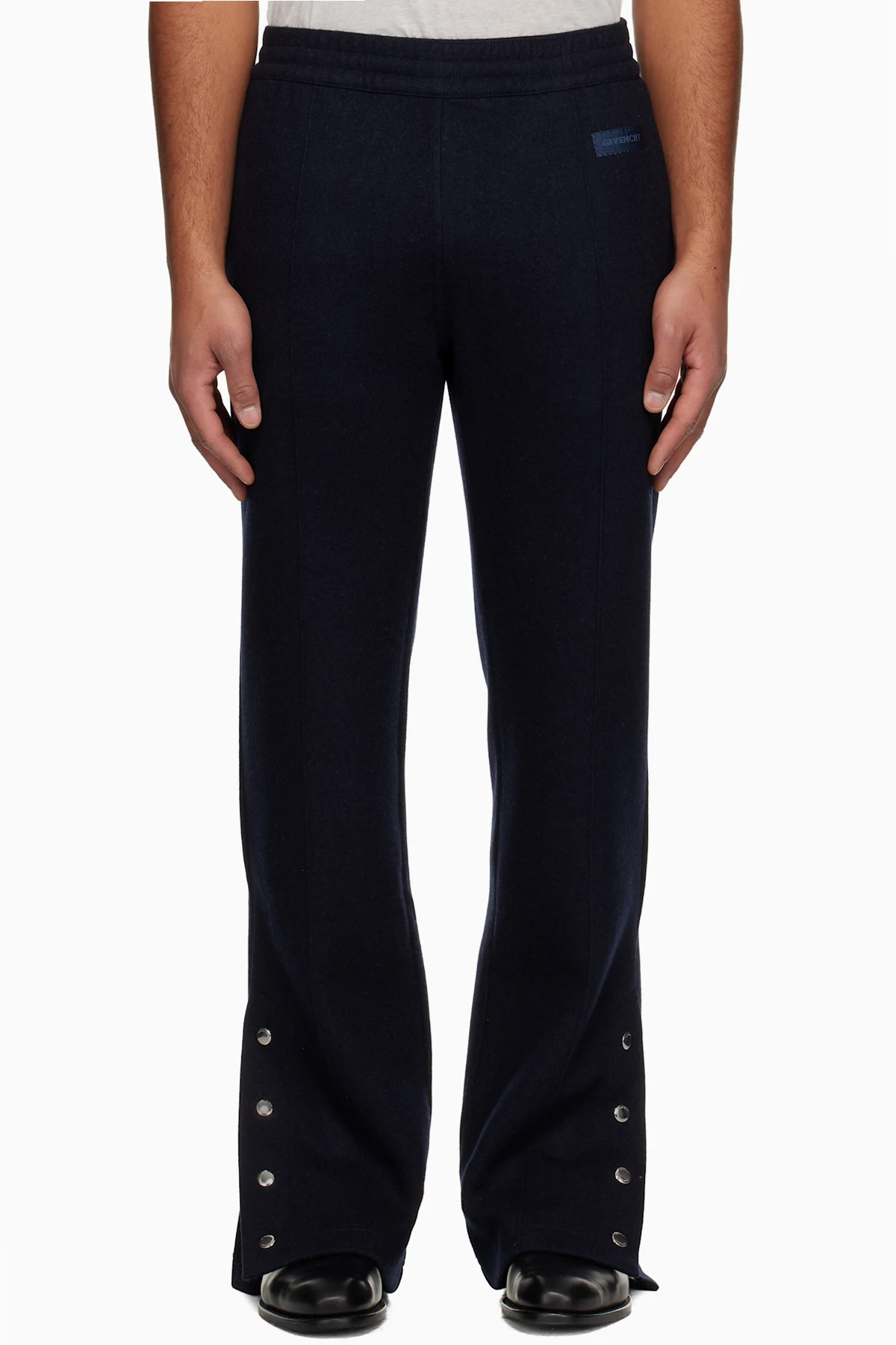 Black Wool Cashmere 'GIVENCHY' Patch Trousers