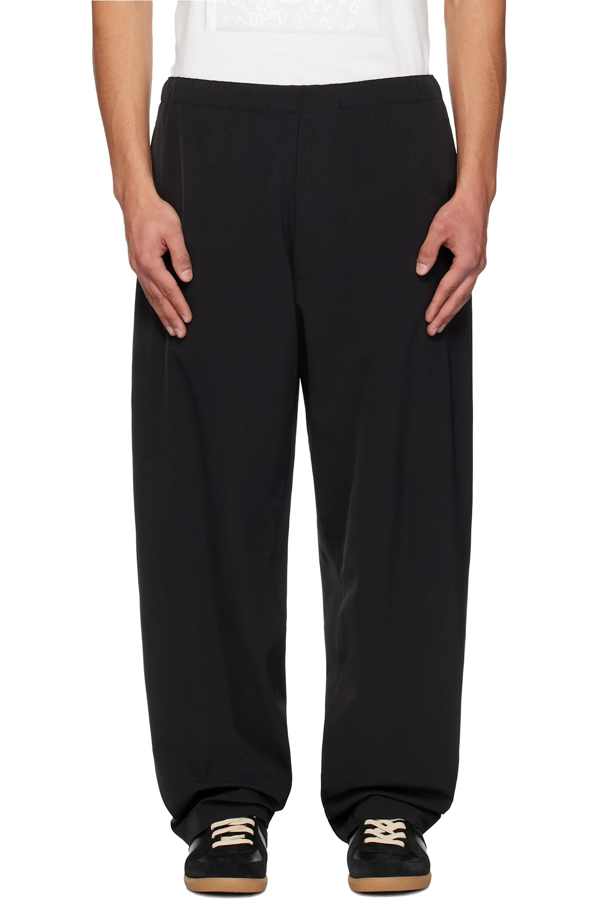 Black Embroidered Logo Trousers