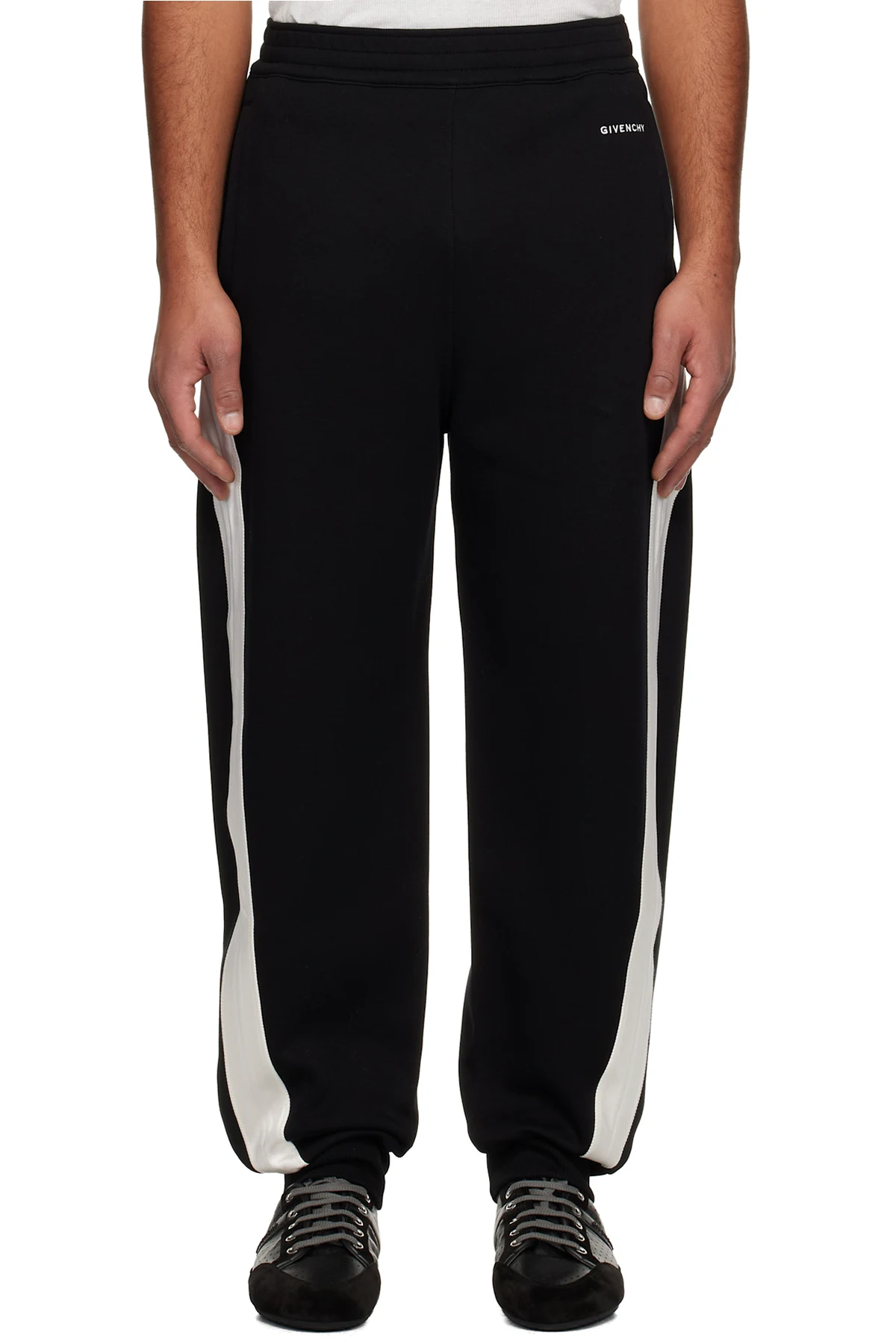 Black Open Seam Contrast Sweatpants