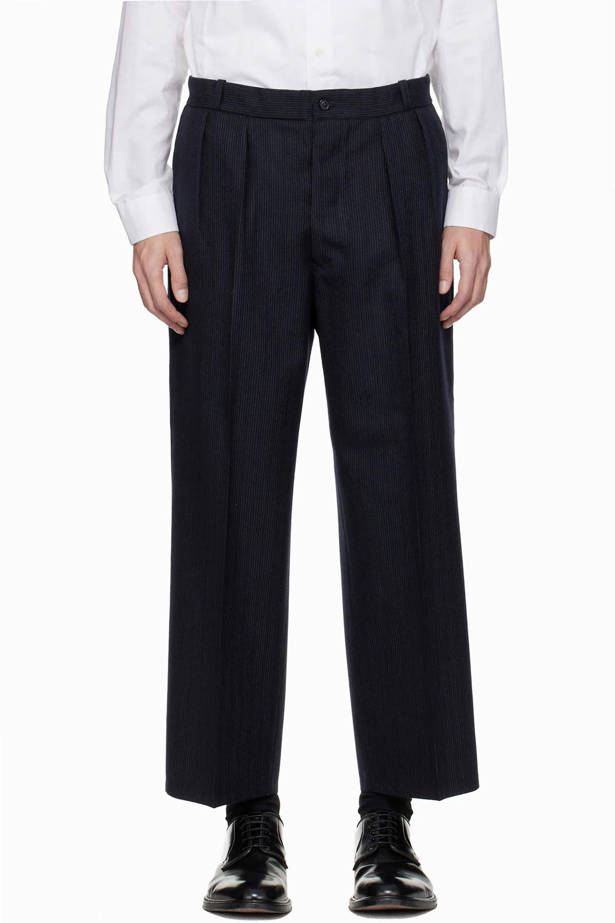 Navy Striped Trousers