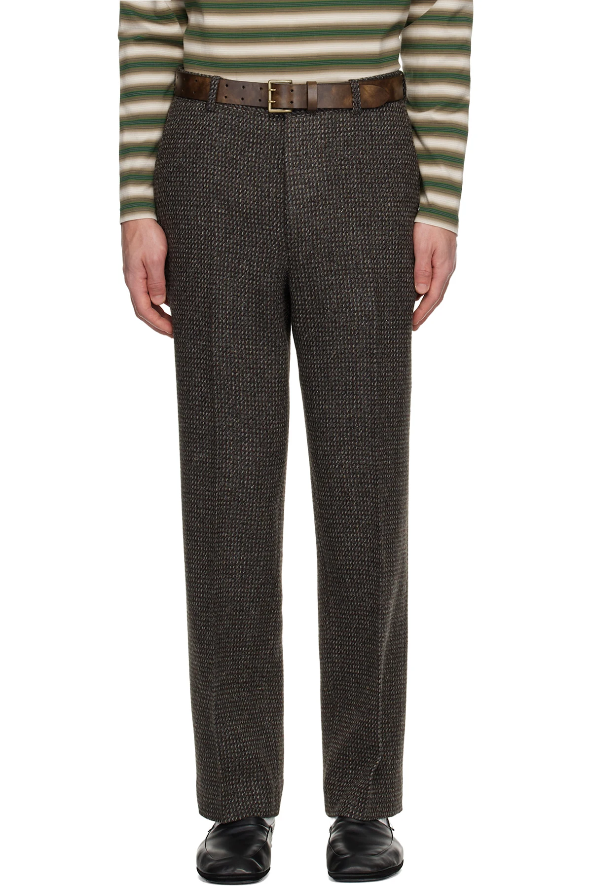 Gray Alpaca Wool Silk Tweed Trousers