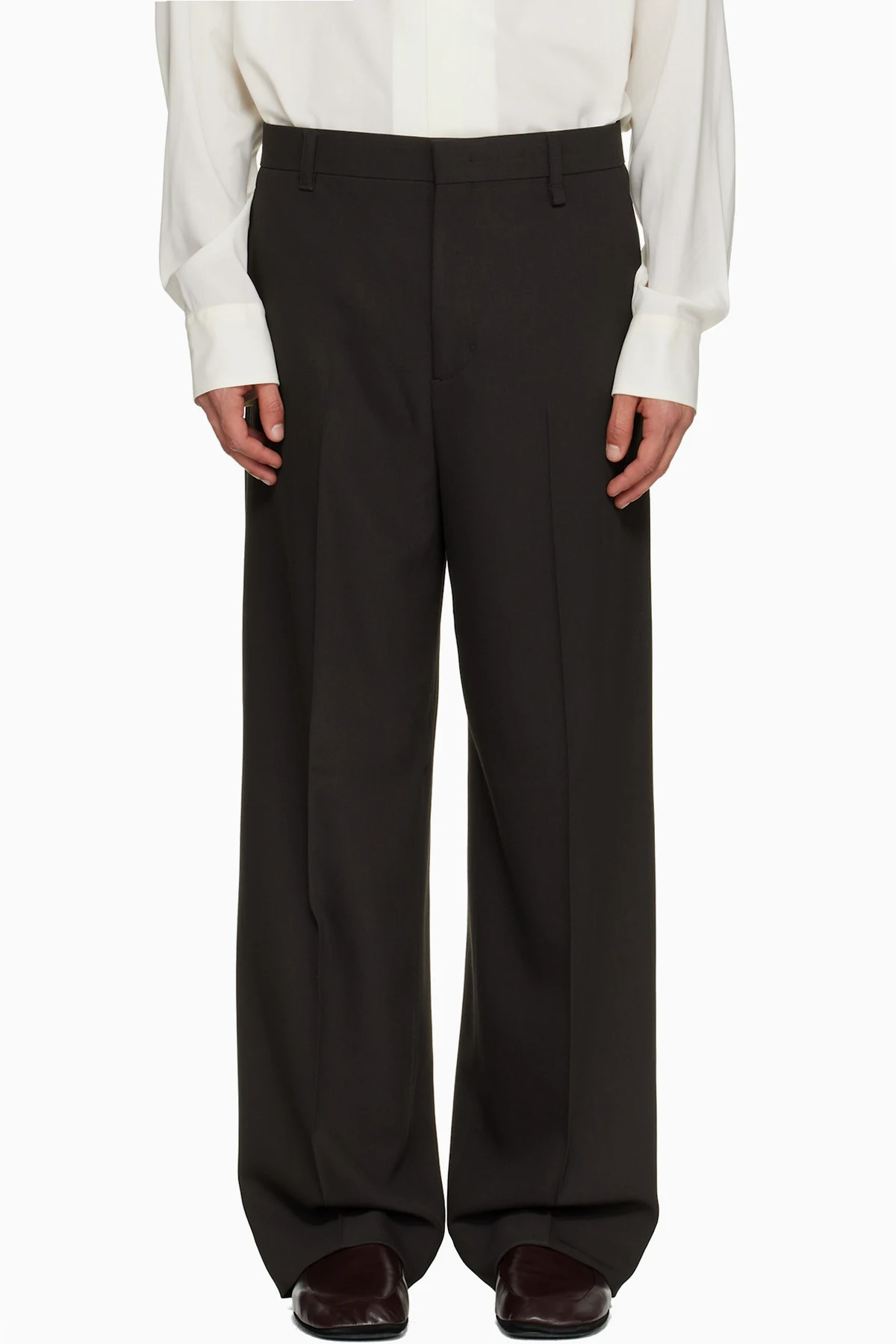 Brown Loose-Fit Tailored Trousers