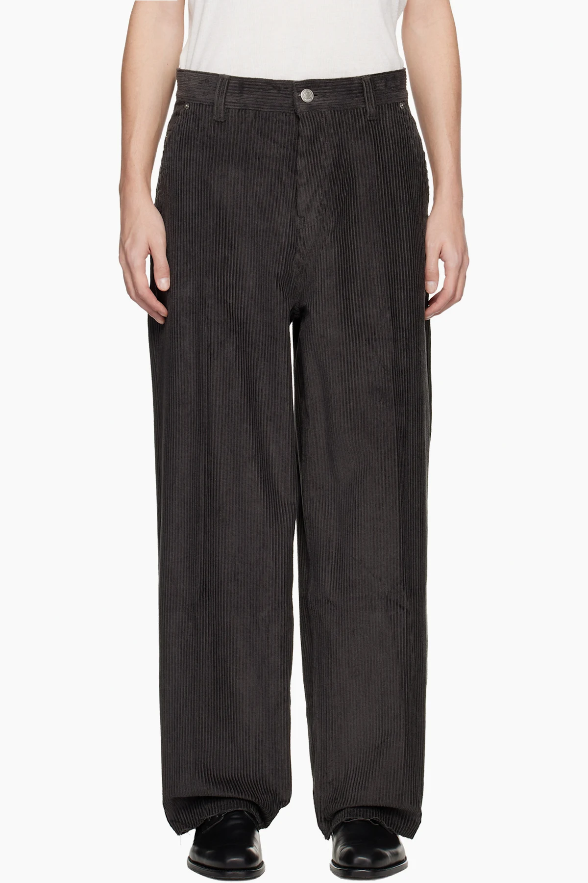 Gray Cotton Large Fit Trousers