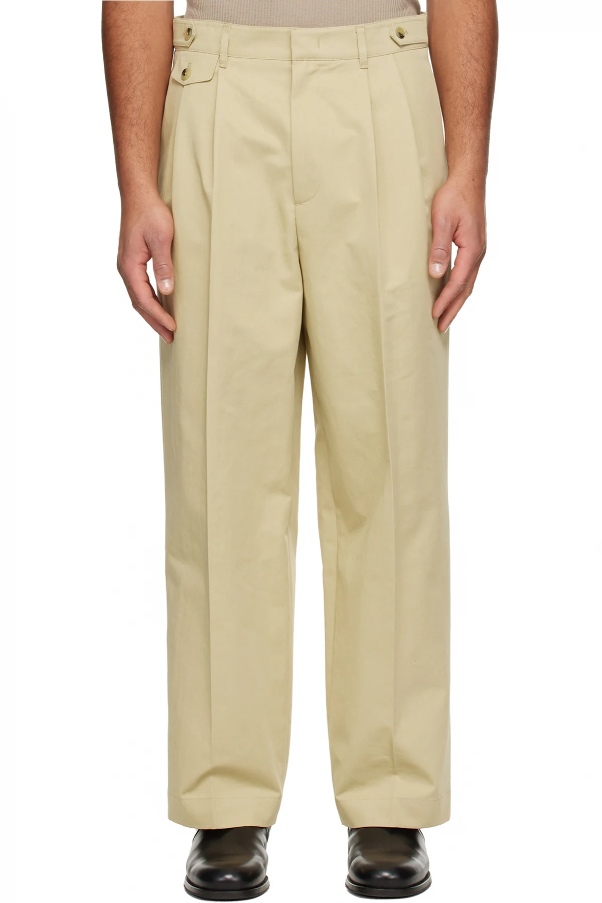 Beige Two Tuck Trousers
