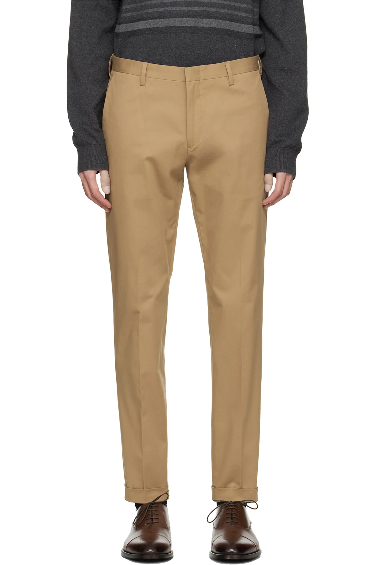 Tan Cotton Stretch Chino Trousers