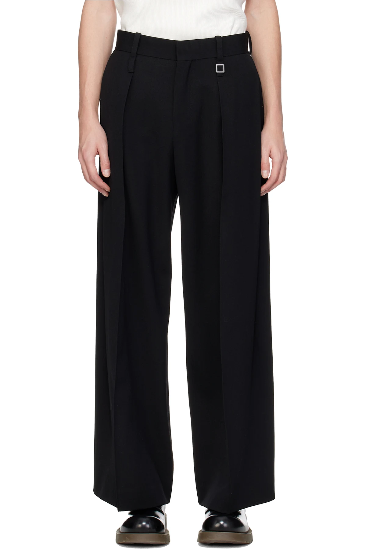 Black Two Tuck Wide Trousers
