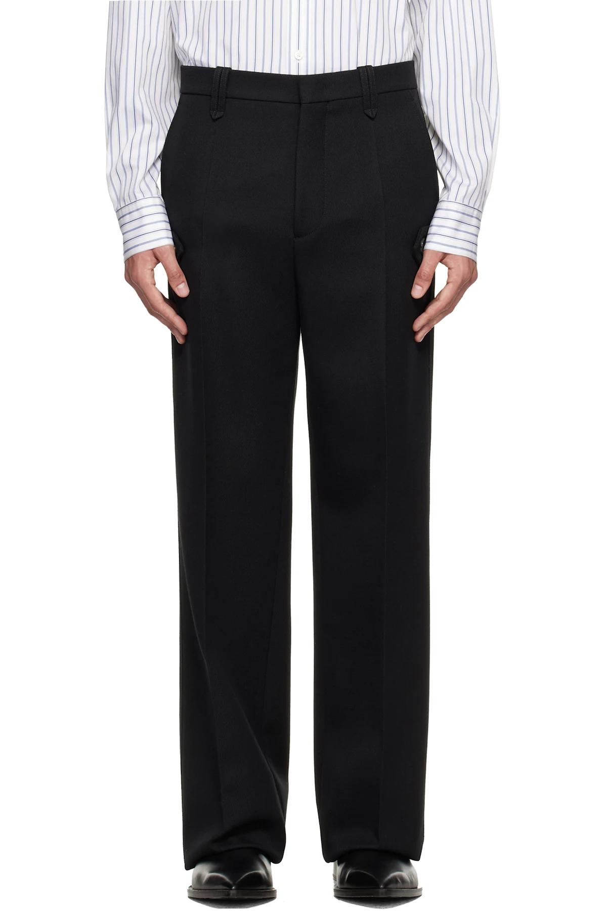 Black Light Wool Chino Trousers