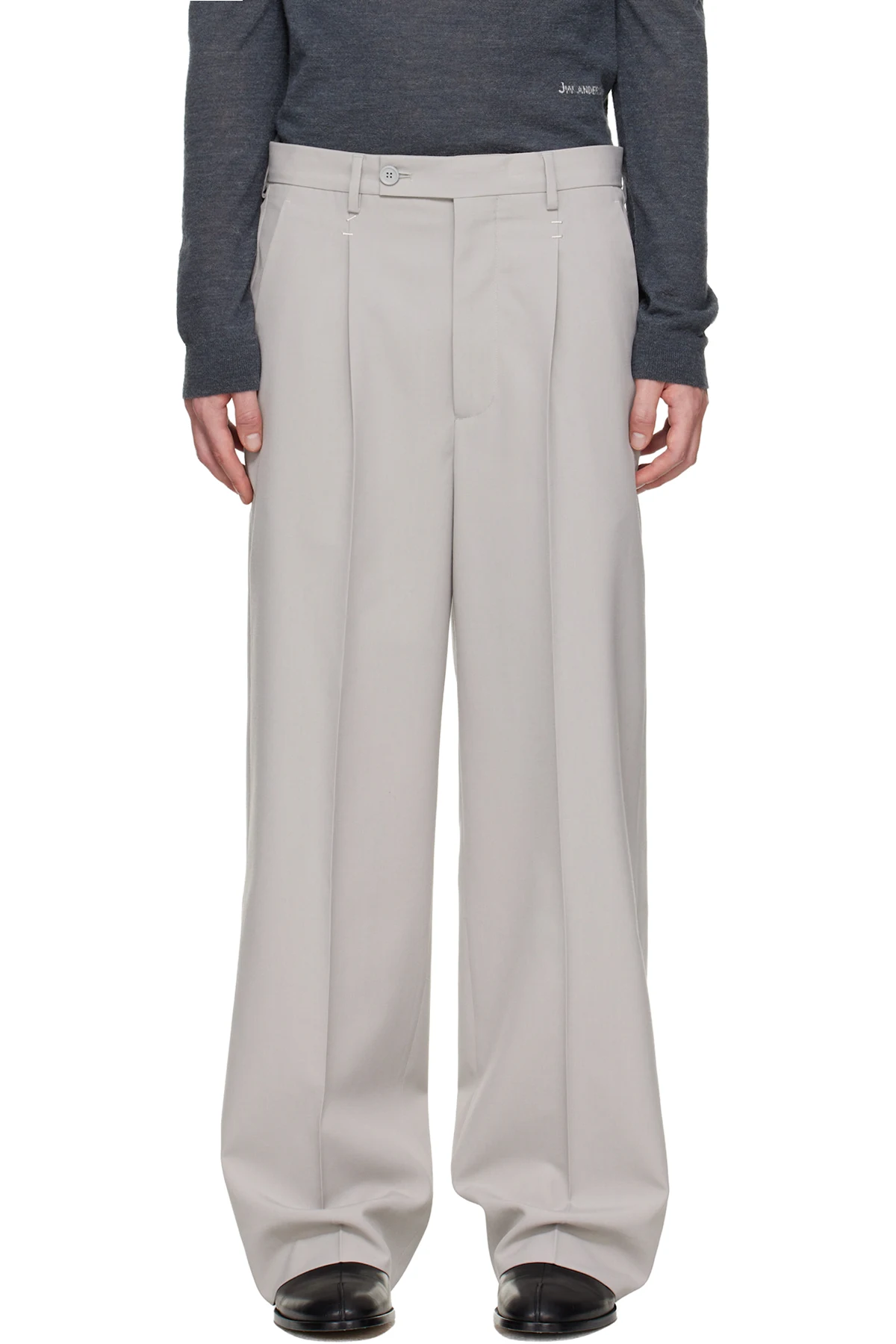 Gray Stapled Trousers