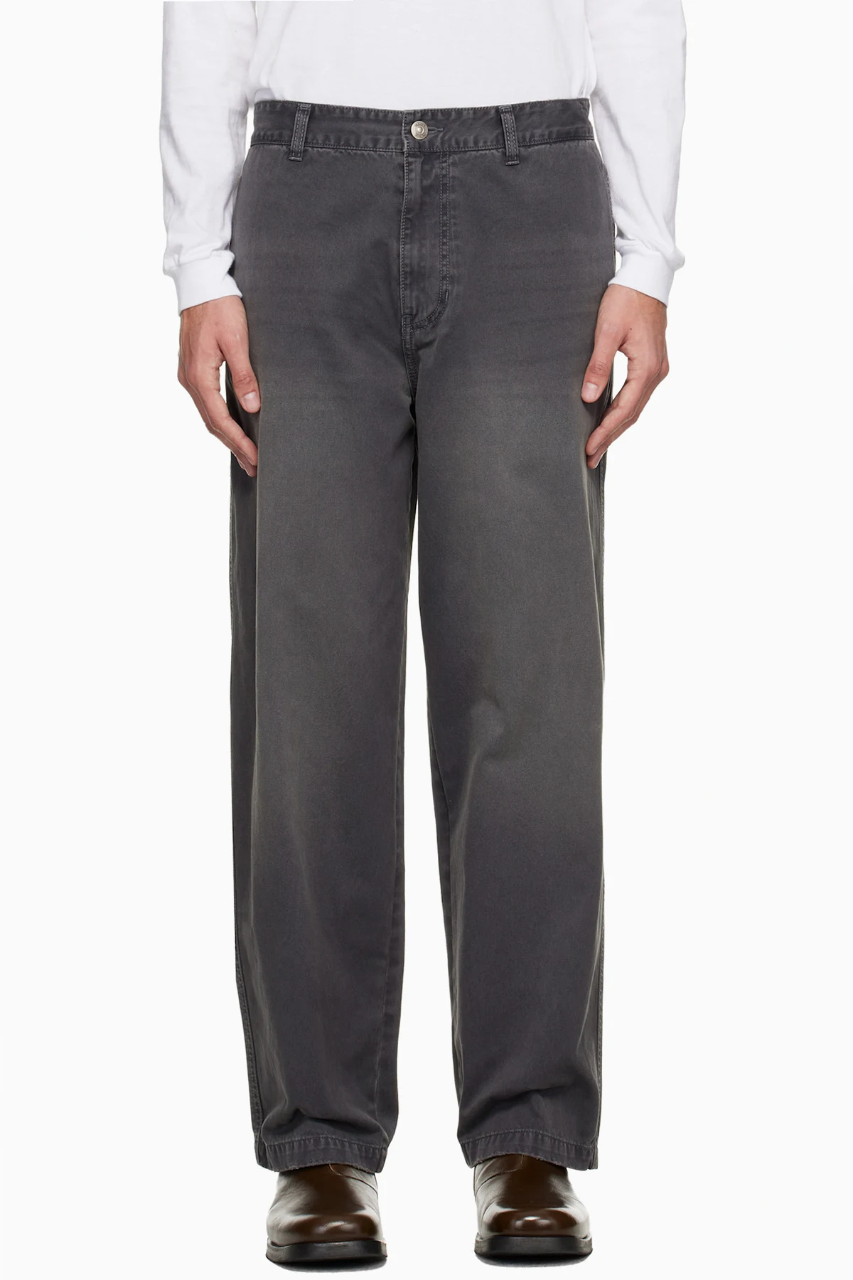 Gray Painted Chino Trousers