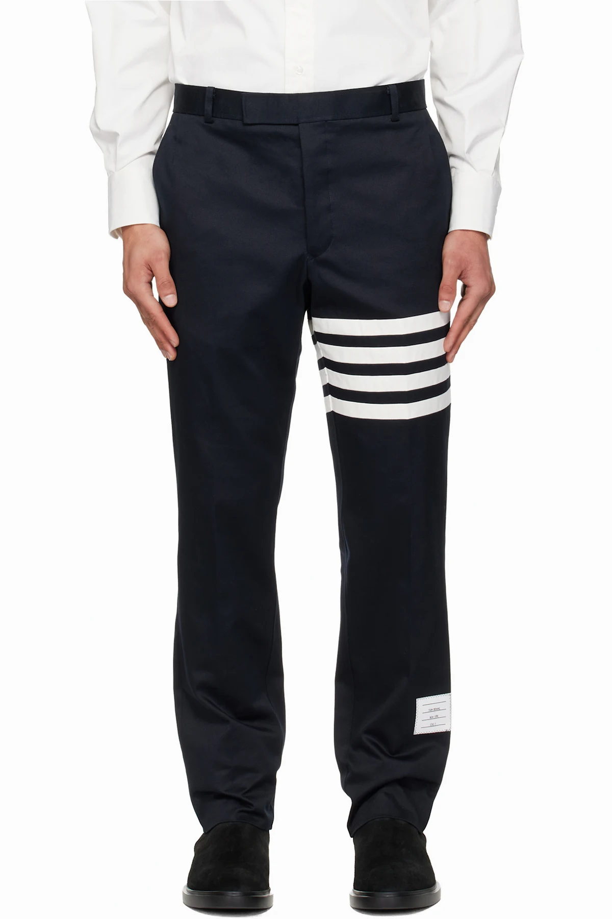 Navy Cotton Twill 4-Bar Unconstructed Chino Trousers