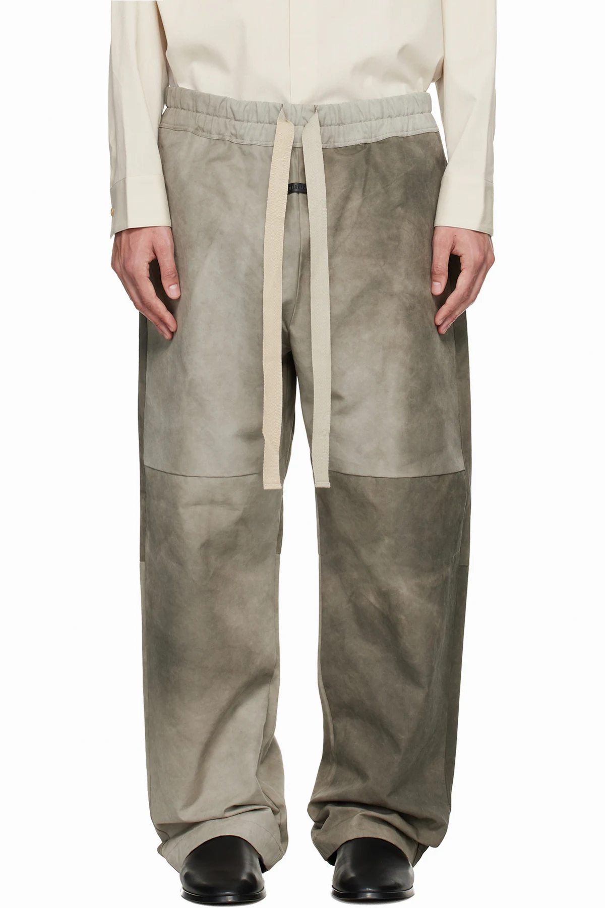 Taupe Heavy Cotton Split Knee Trousers