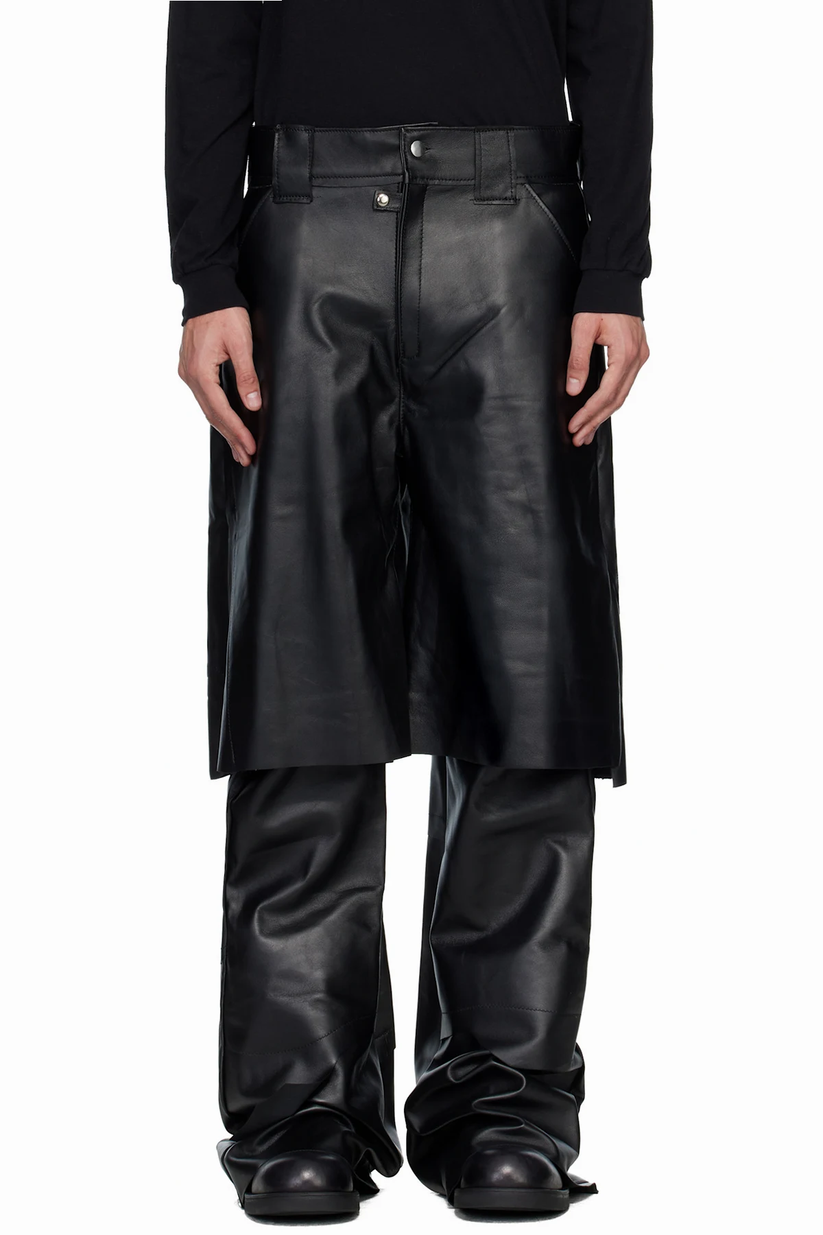 Black Stövel Wide Leather Pants