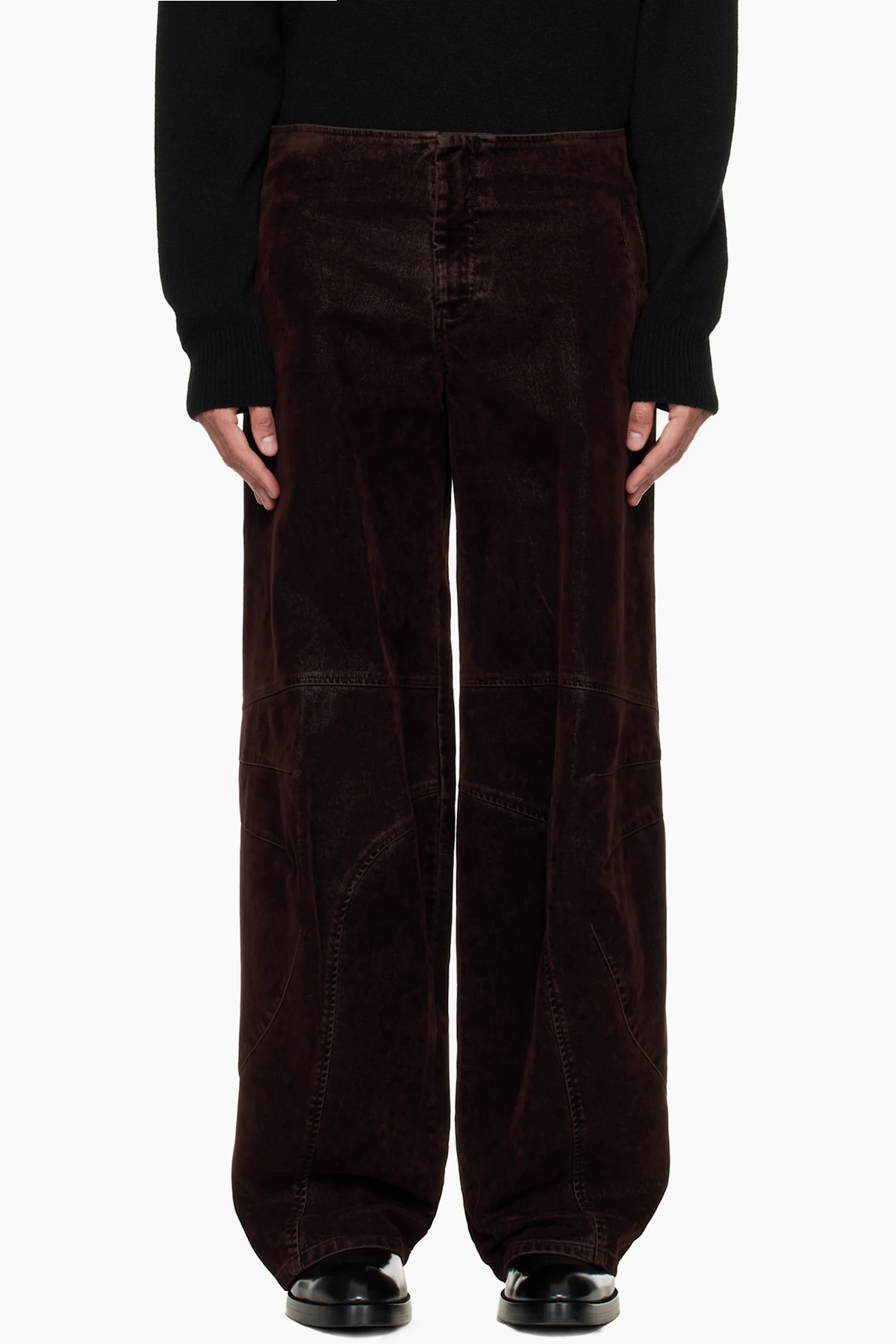 Brown Minimal Moto Trousers