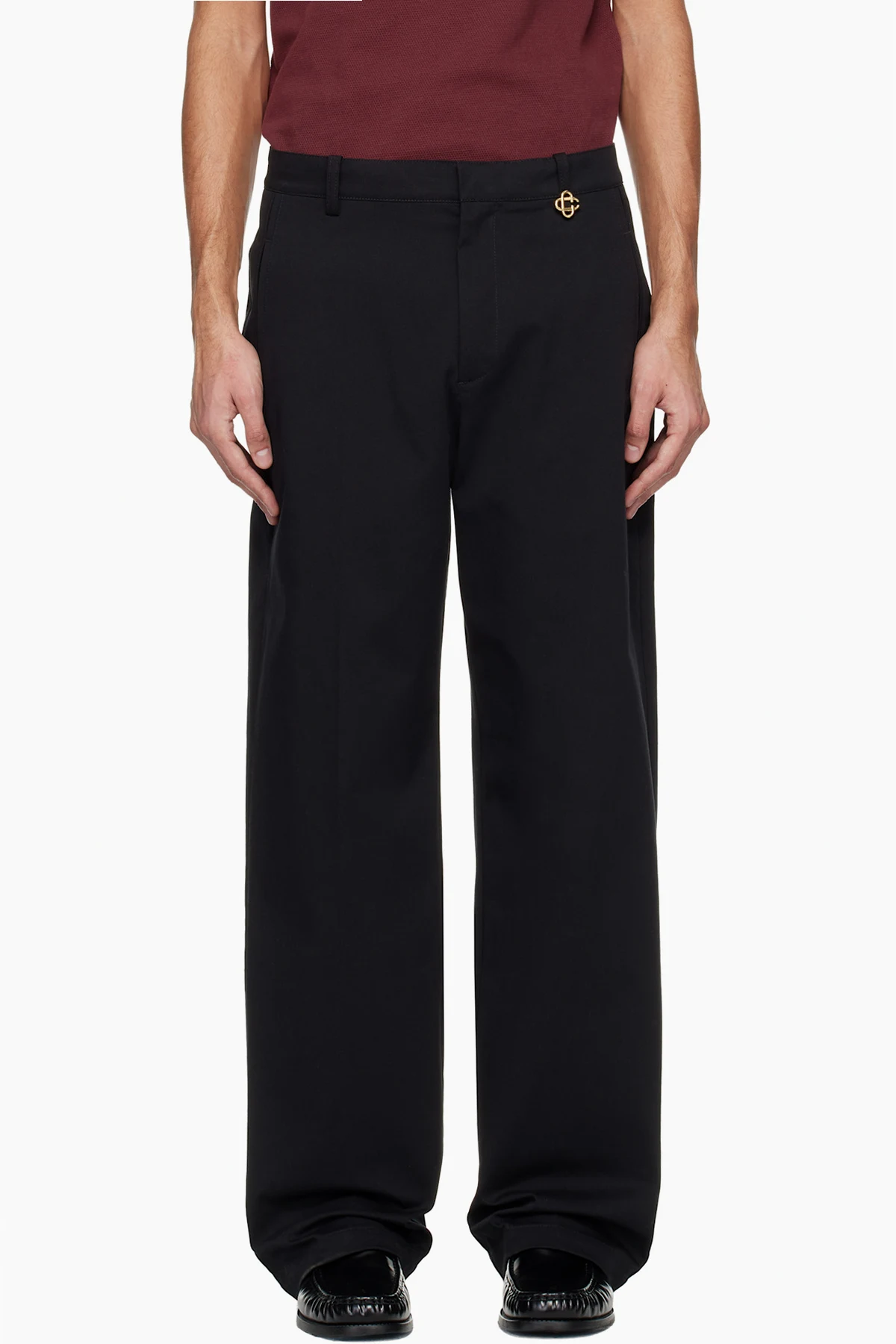 Black Cotton Chino Trousers