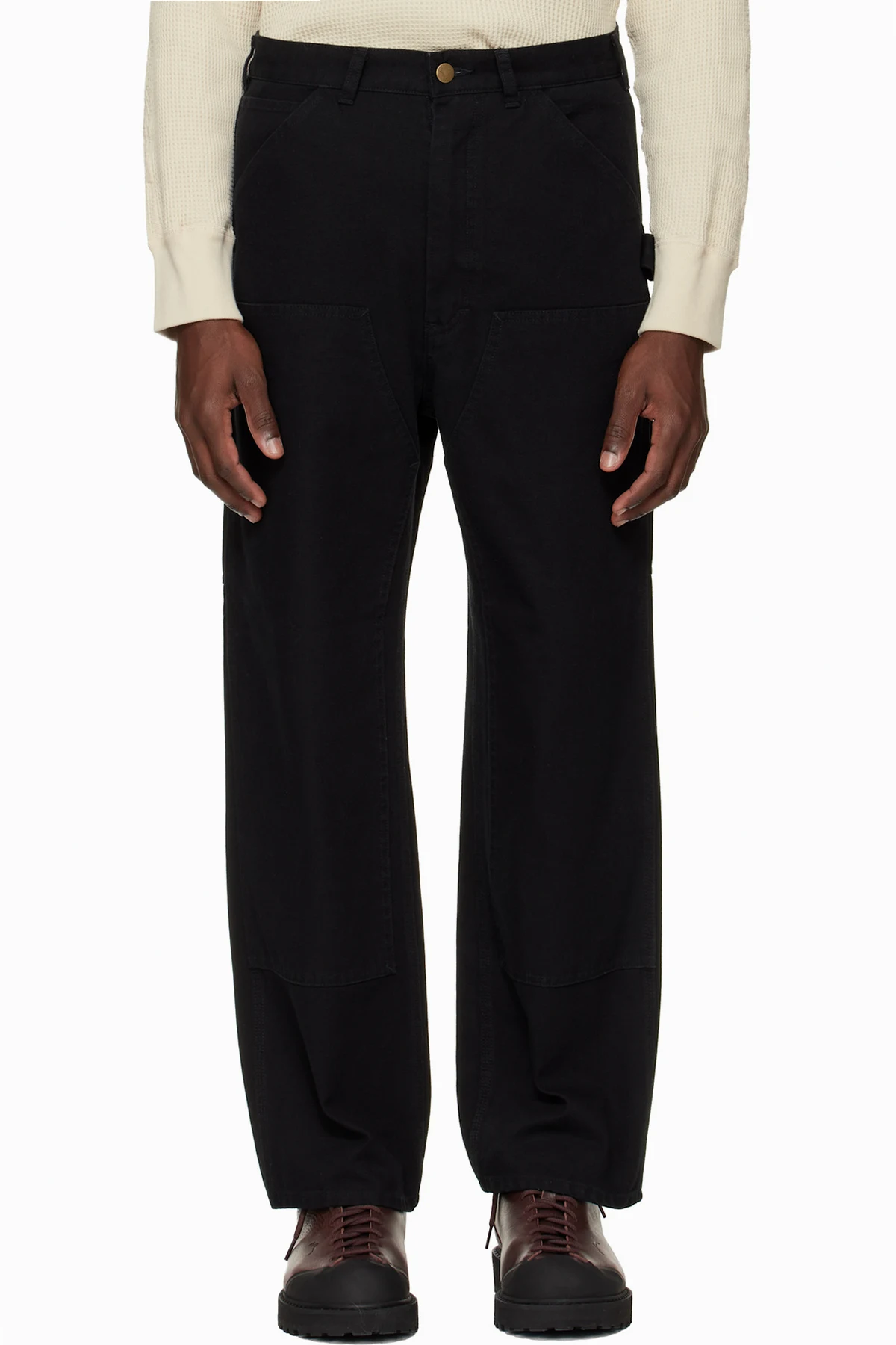 Black Double Knee Painter Trousers