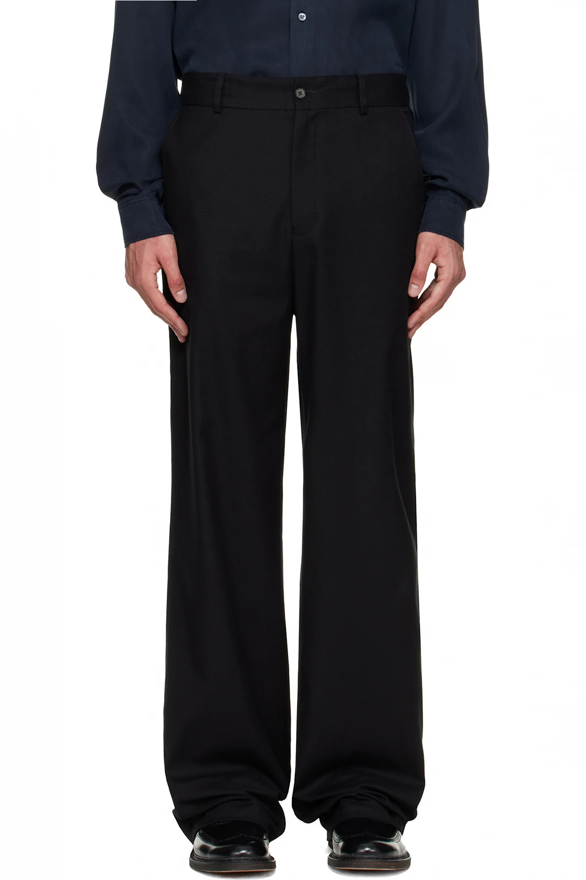 Black Straight-Fit Trousers