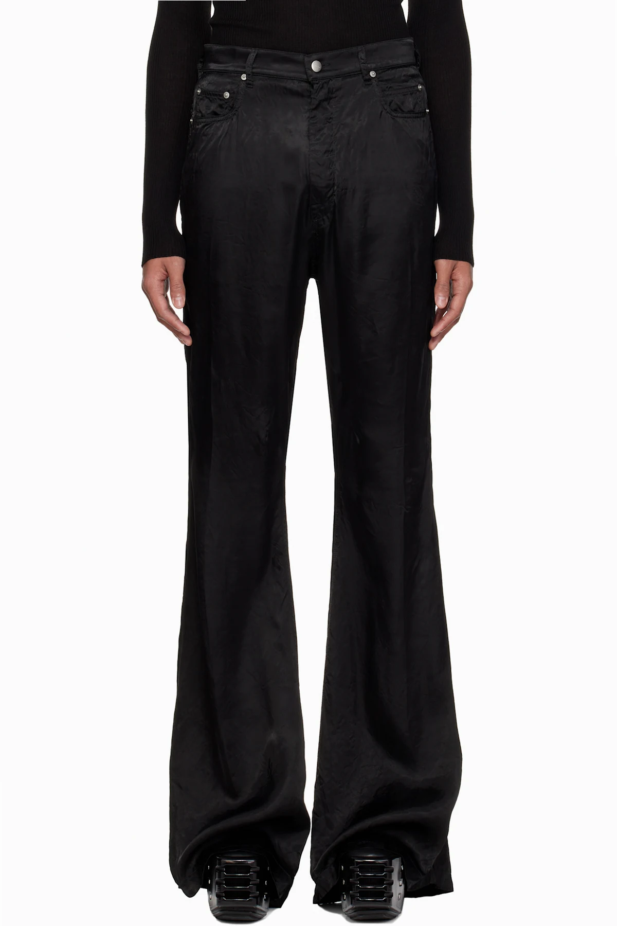 Black Temple Bolan Bootcut Trousers