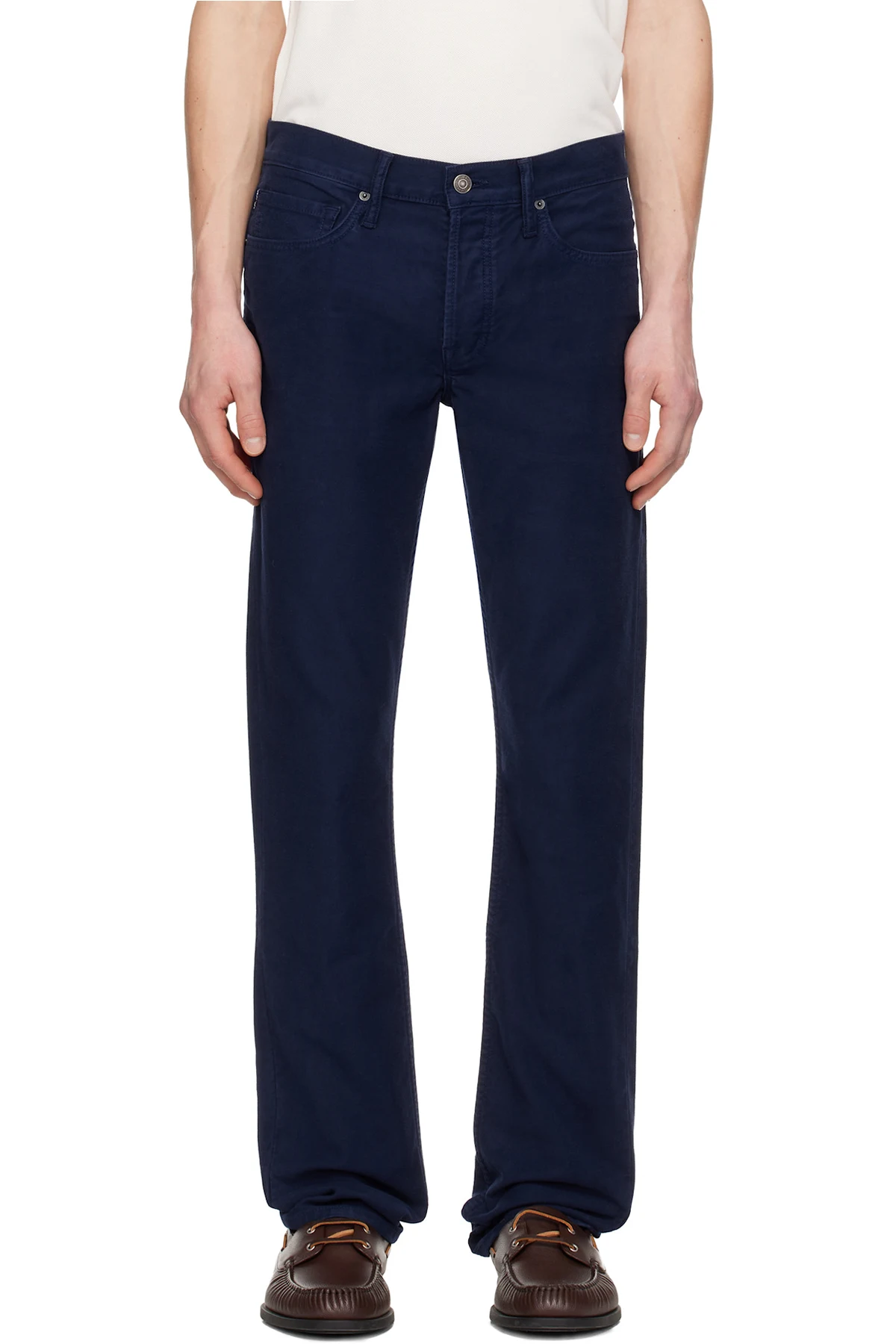 Navy Moleskin Straight Fit Trousers