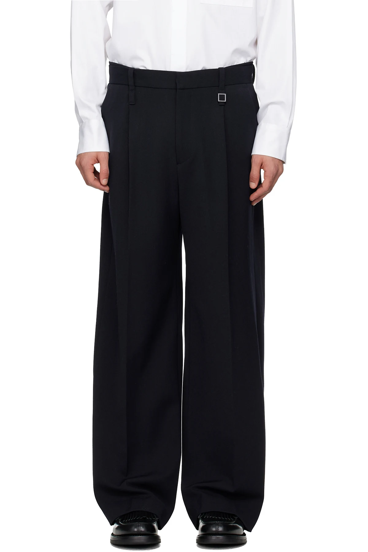 Navy Folding Wide Trousers
