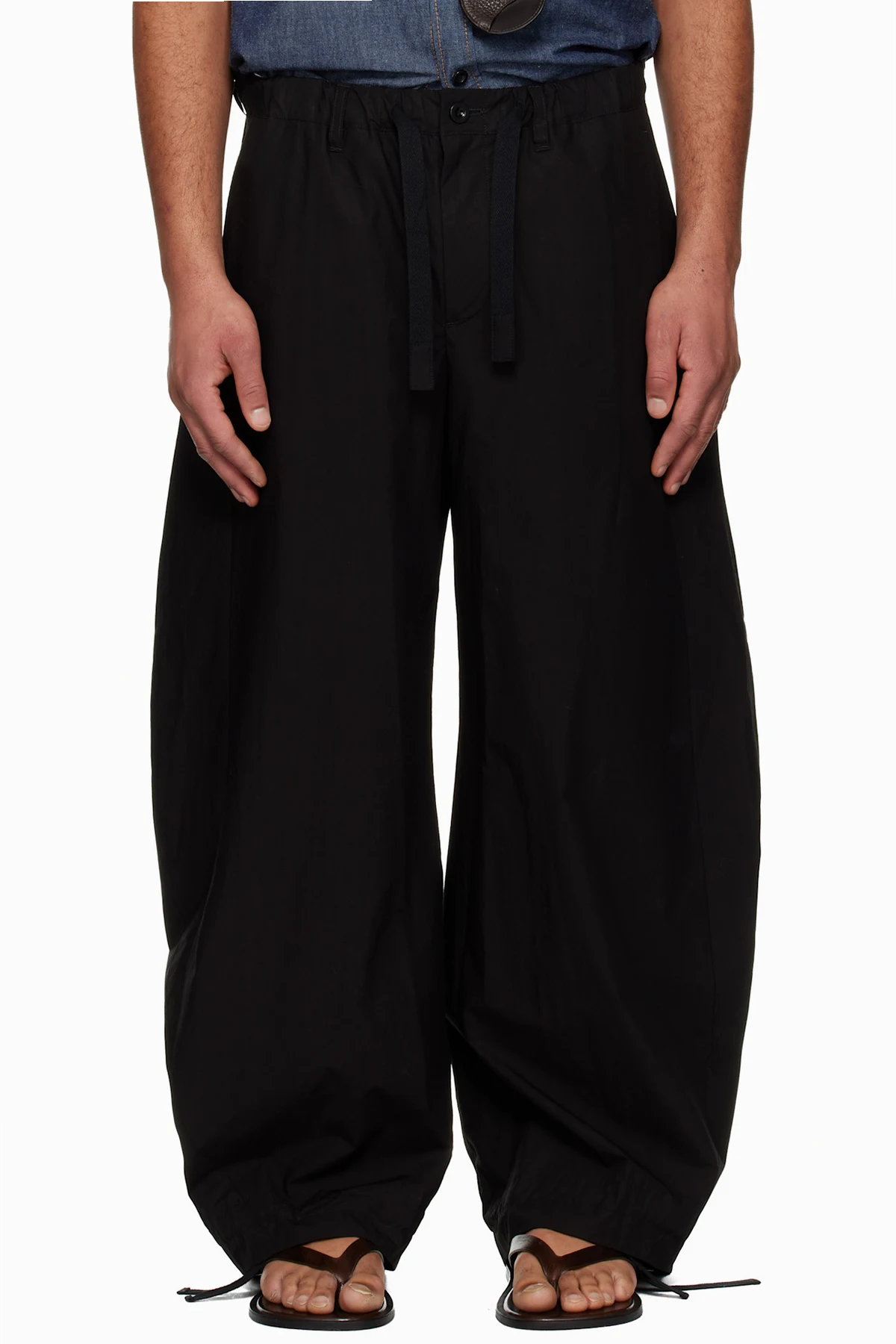 Black Cotton Typewriter Trousers