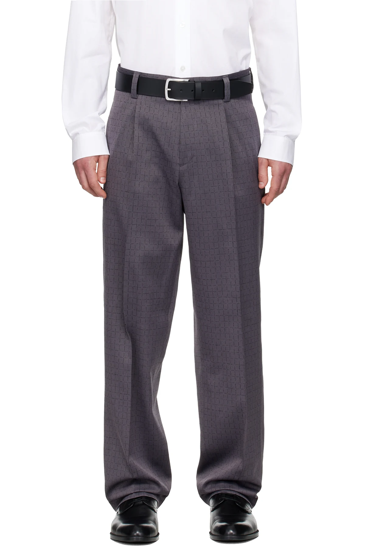 Gray Checked Modern-Fit Trousers