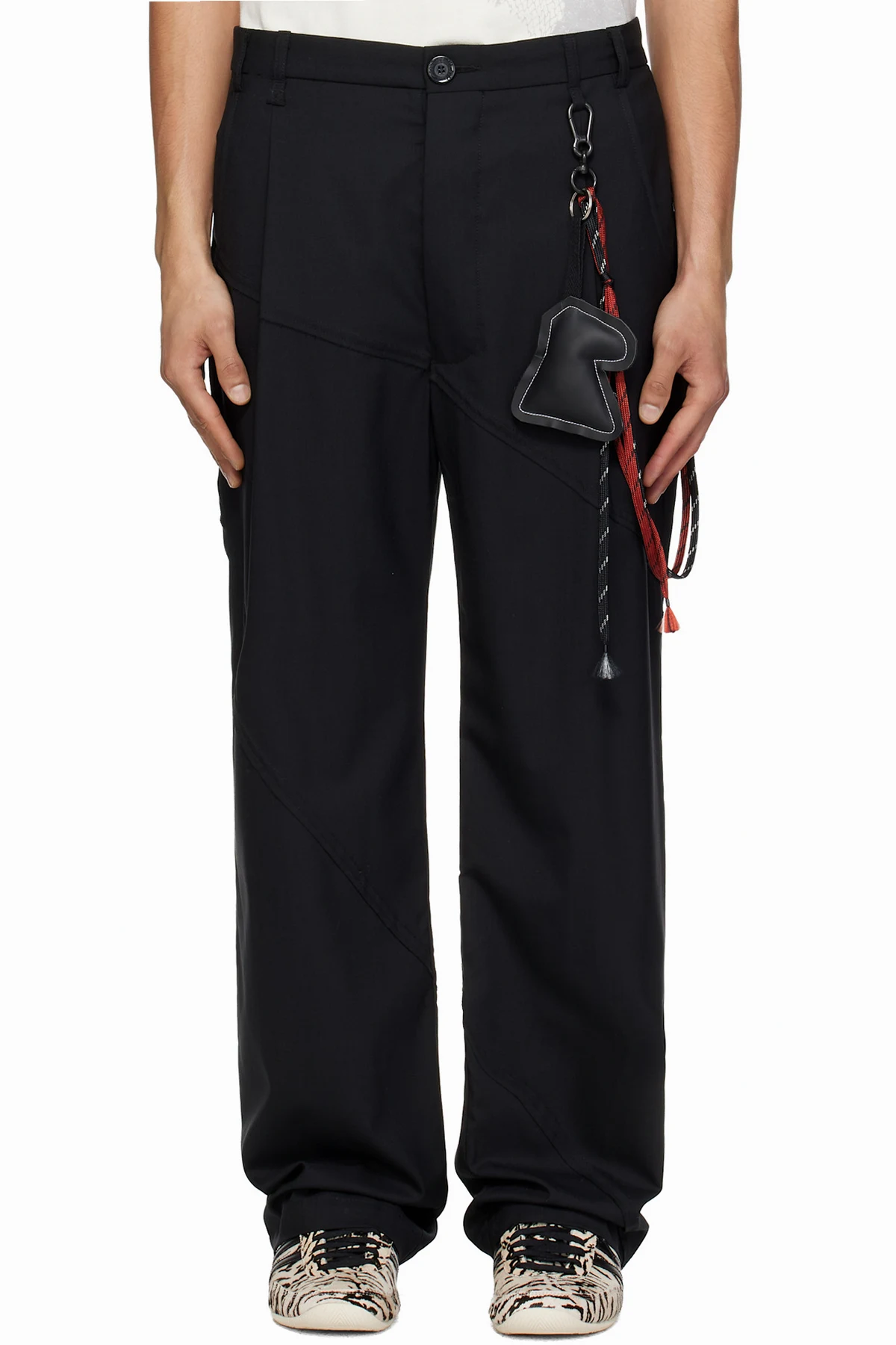 Black Slash Loose Pleated Trousers