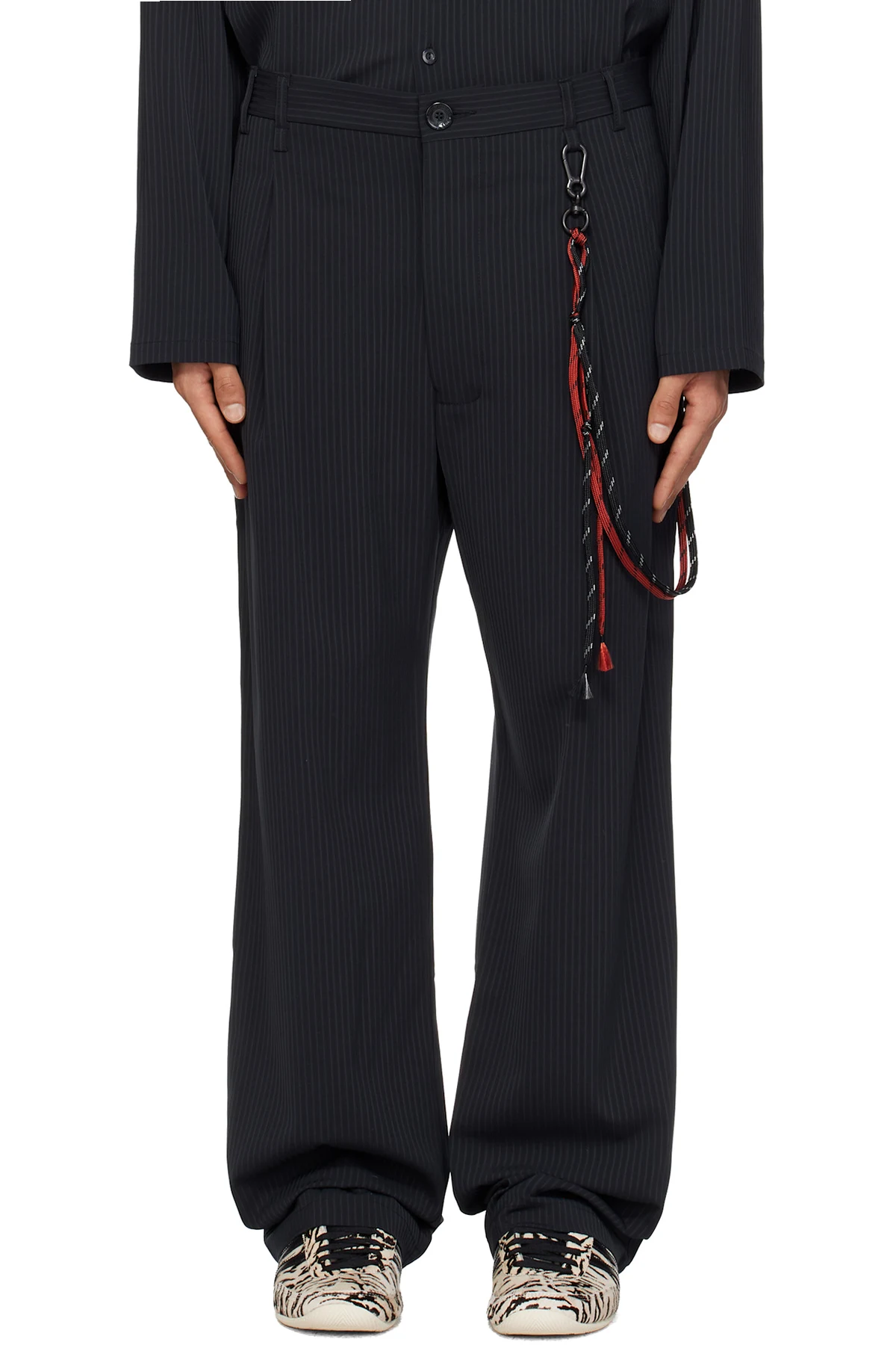 Navy Loose Pleated Trousers