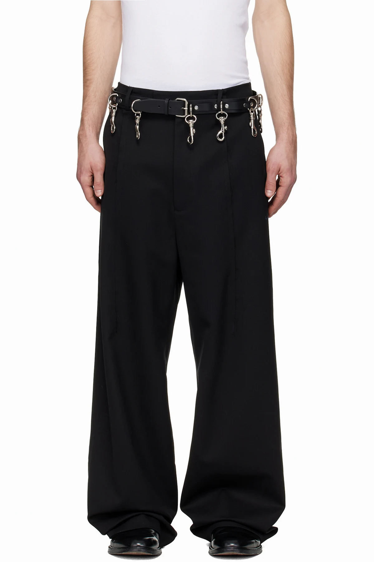 Black Pinched Tailored Trousers