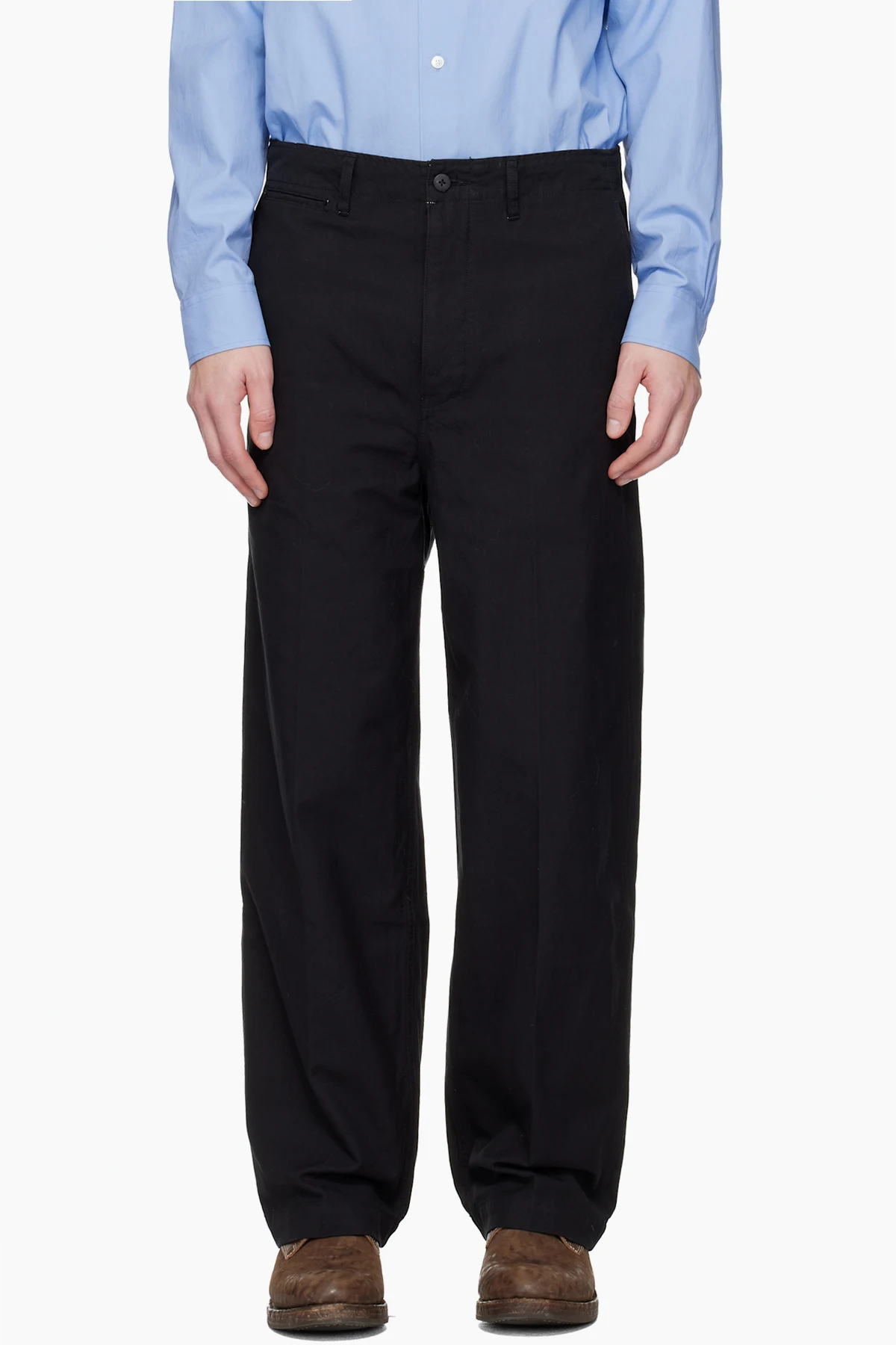 Black Ex Wide Chino Trousers