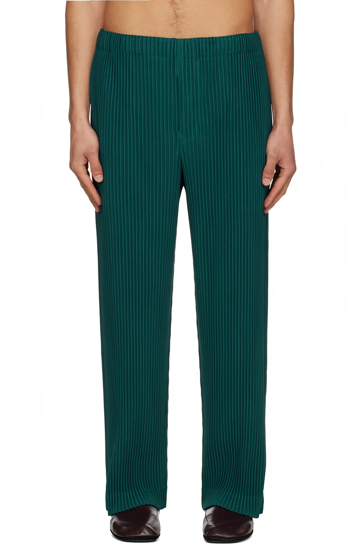 Green Color Pleats 1 Trousers