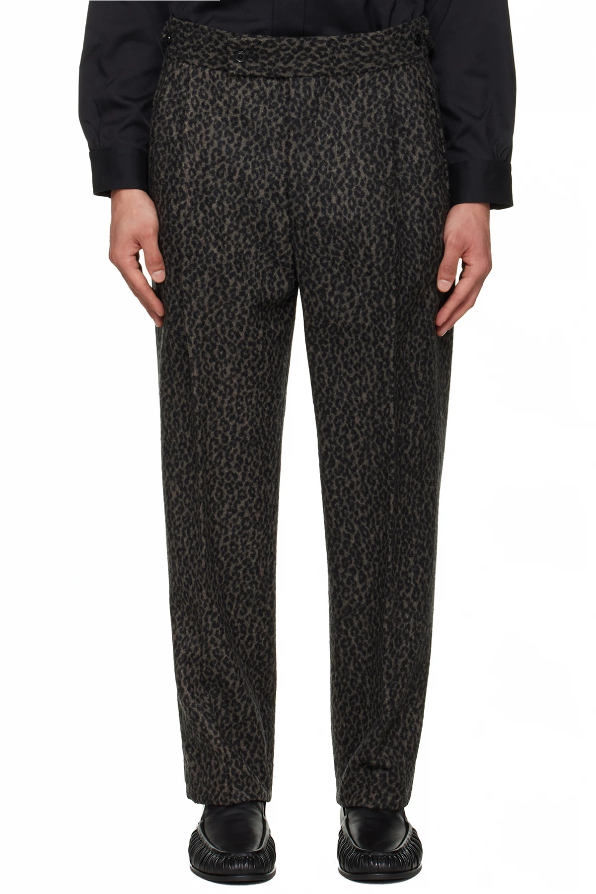 Gray Side Tab Tucked Trousers