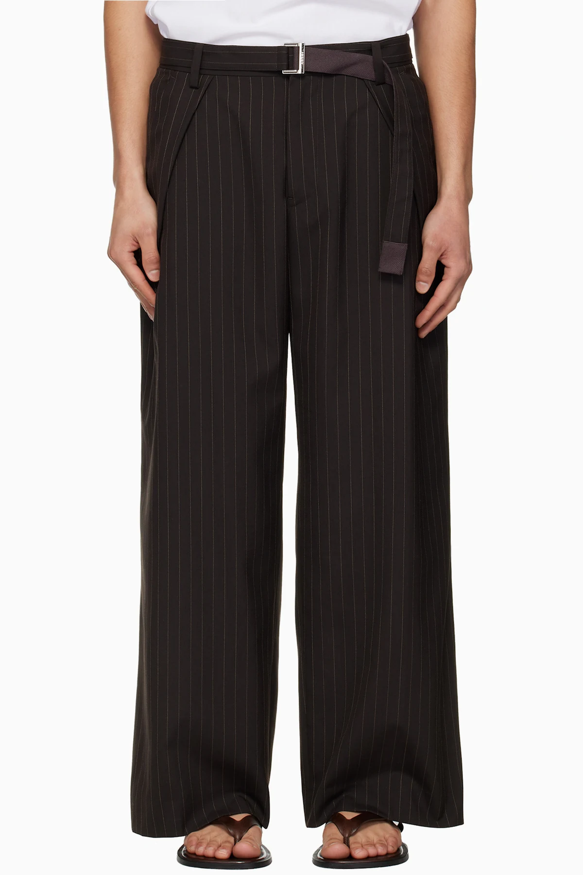 Brown Chalk Stripe Trousers