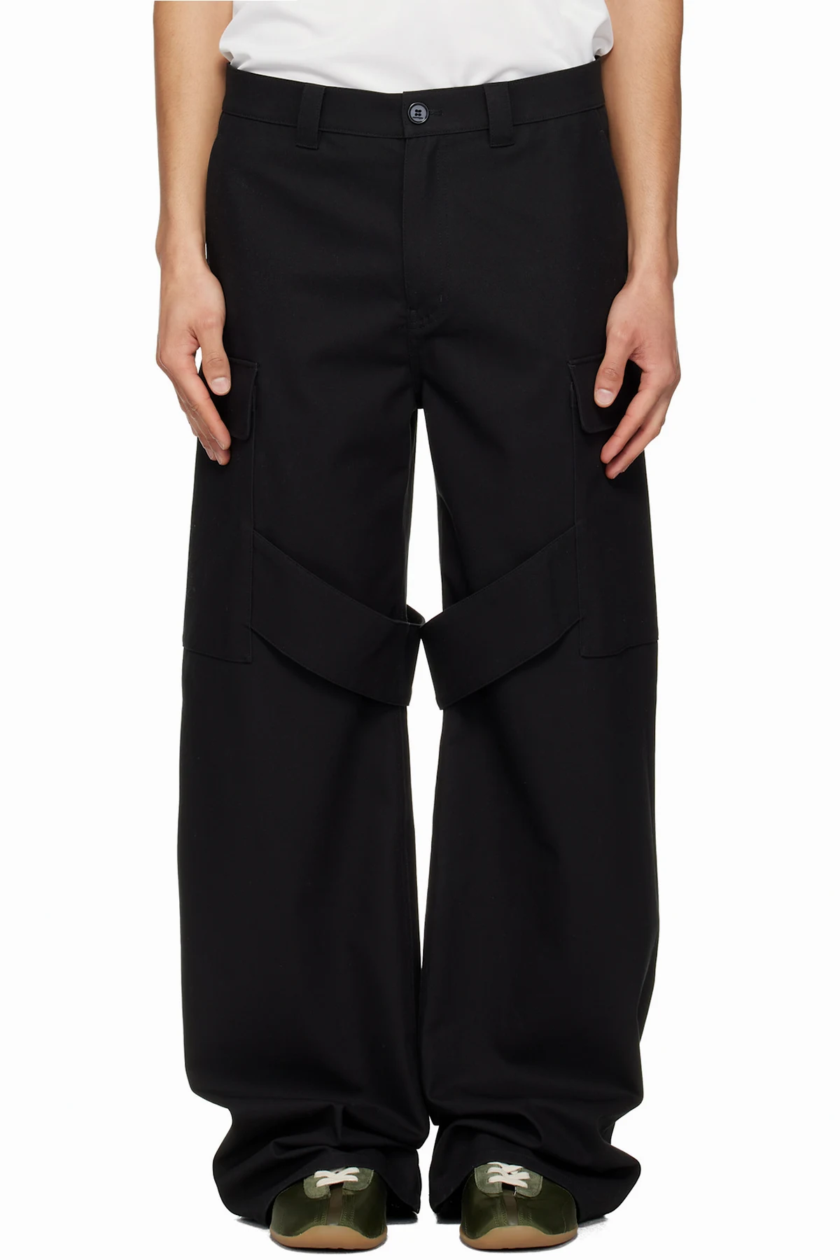 Black Utility Chaps Cotton Trousers